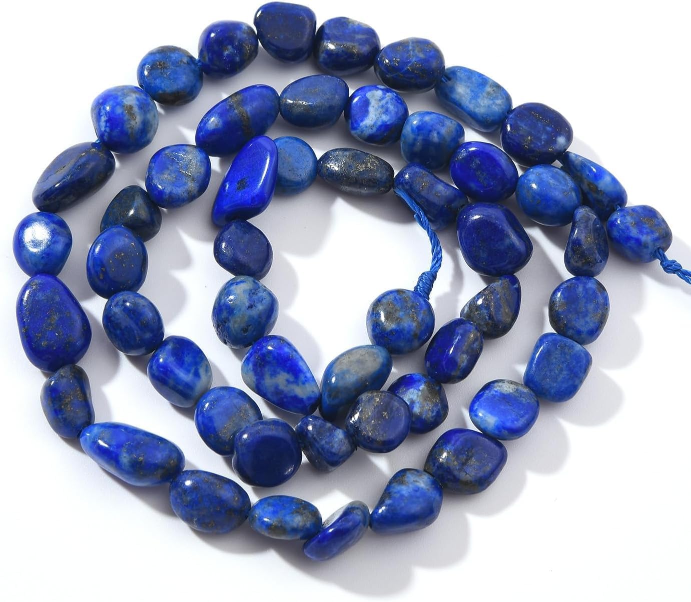 Blue Lapis Lazuli Pebble Nugget Oval Free Tumbled Stone 6-8mm Natural Gemstone Loose Beads Approx 15.5 inch for DIY Jewelry Making