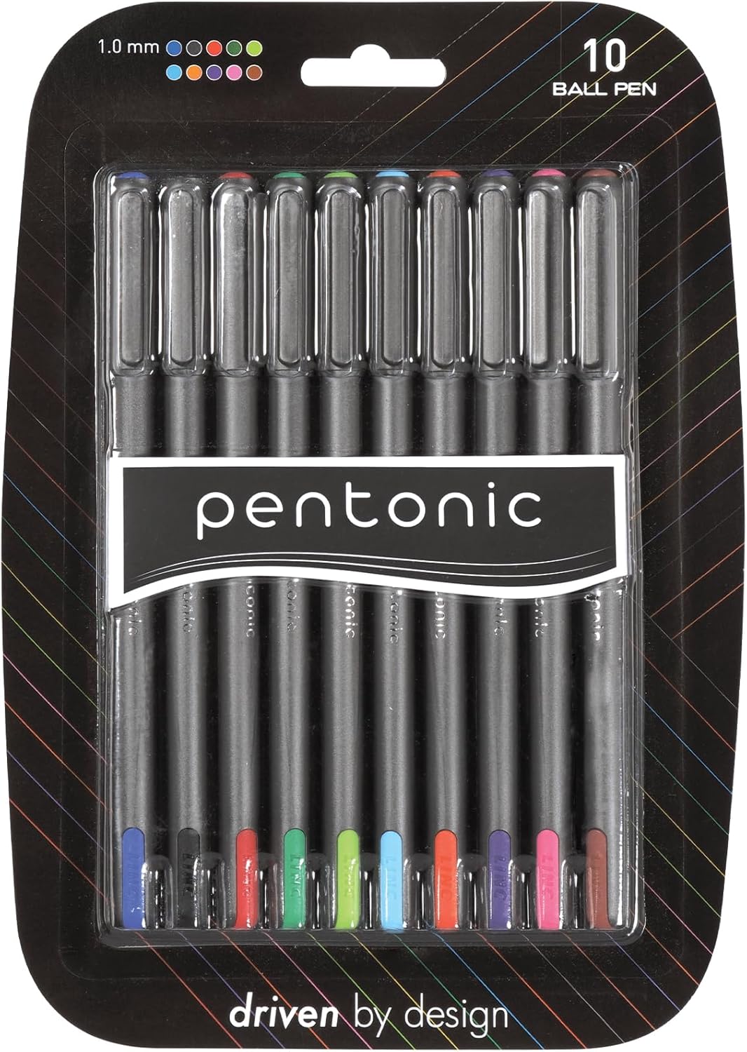 linc Pentonic Premium Ball Point Pen 1.0 mm Medium Point, 10-Count, Assorted Colors | Medium Point Featherlite Feel, Easy Flow Ink Technology, Sleek Matte Finish