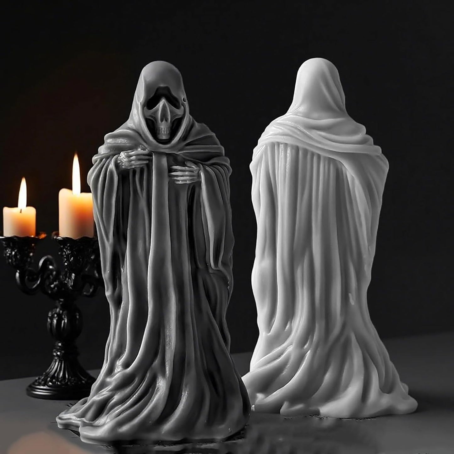 Ghost Skull Man Cylinder Candle & Resin Mold - Resin Casting Silicone Molds for Home Decor & Candle Making Wave Spiral Mold