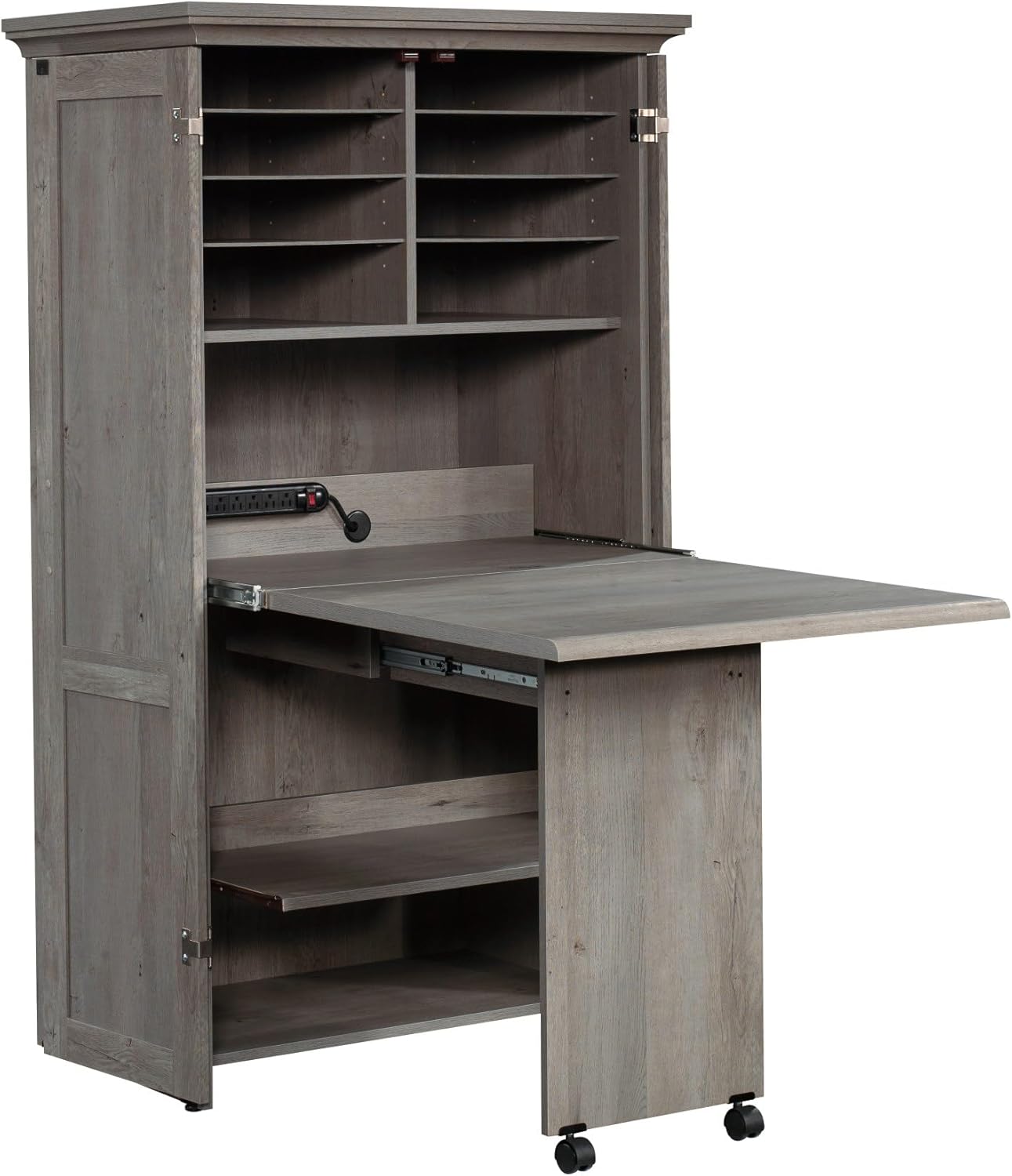 Sauder Miscellaneous Storage Craft & Sewing Armoire, L: 35.112" x W: 21.81" x H: 61.58", Mystic Oak