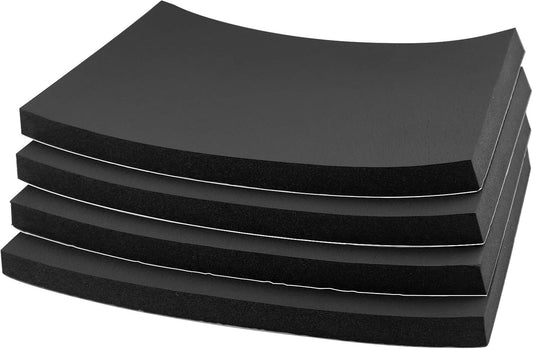 Foam Sheets with Adhesive Backing Foam Padding Neoprene Rubber Mat Closed Cell Sheet Anti-Slip Insulation Rubber Anti Vibration Square Pad (12" x 8" x 4/5", 4 Pcs)