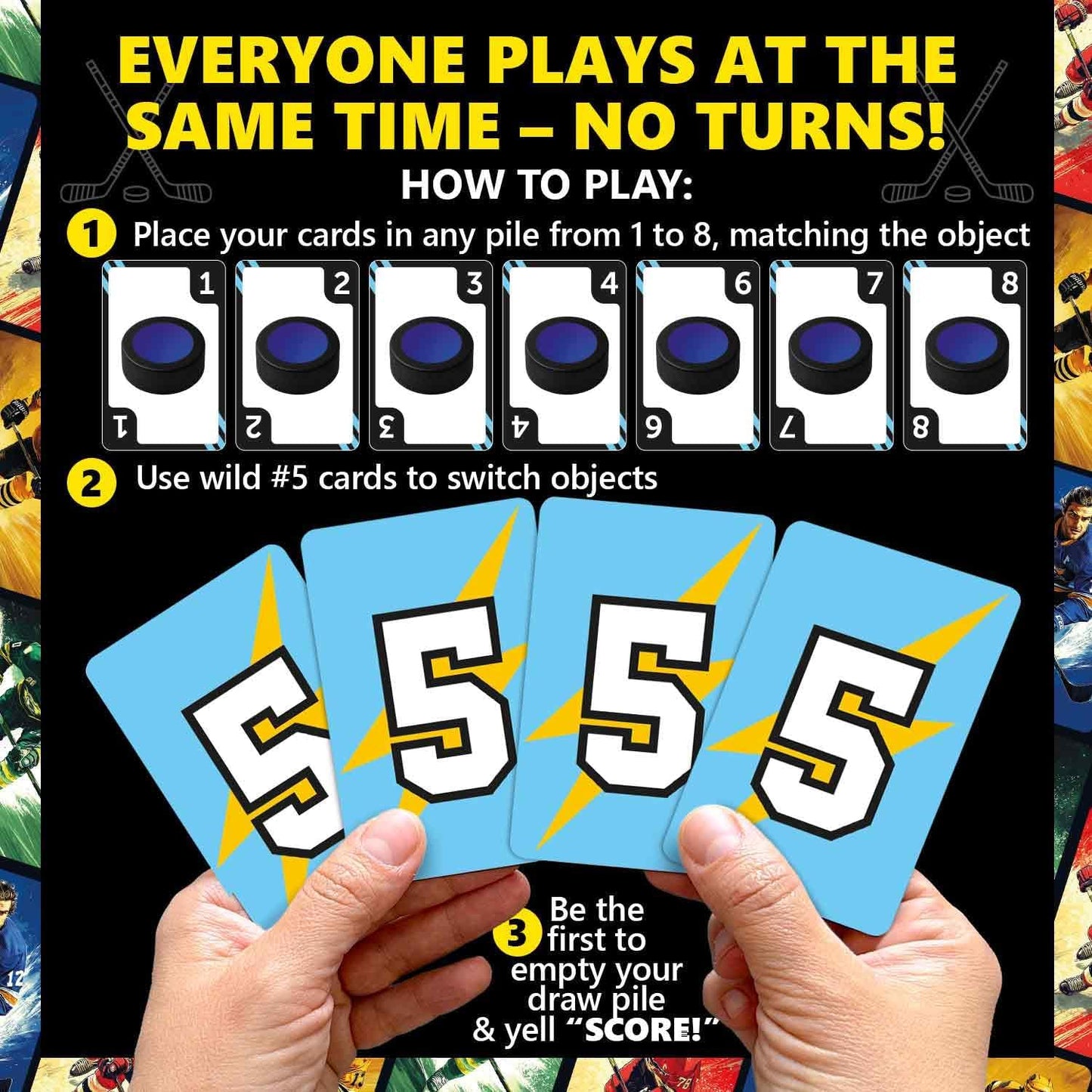 QUOKKA American Hockey Fast-Paced Card Game for Kids & Adults – 128 Cards & Easy Rules – Quick & Fun Matching Game – 2-4 Players – Ages 8+ – Perfect for Family Games Night, Travel and Parties