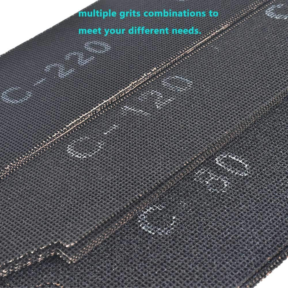 SCOTTCHEN Drywall Sanding Screen Mesh Sheet 4-3/16" x 11-1/4" Grit #80,120,220-36pcs