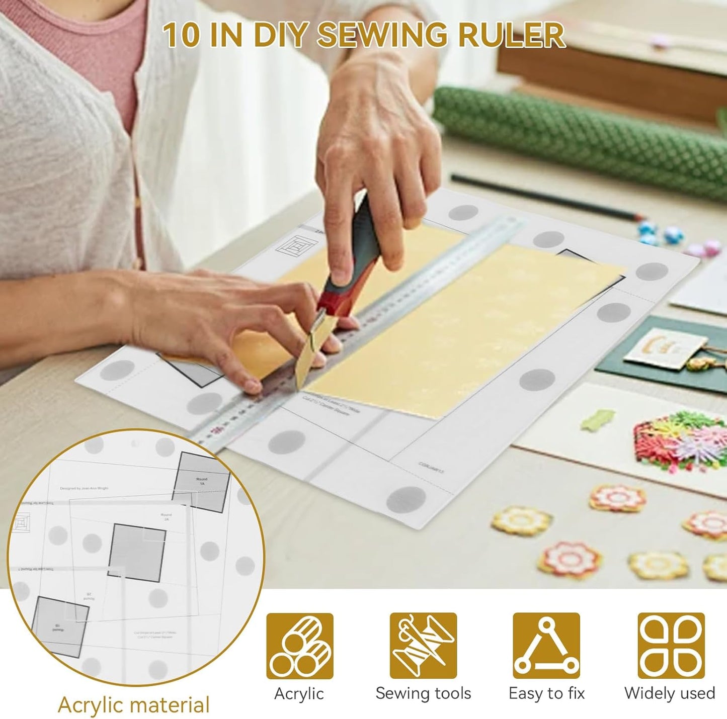 Sewing Rulers, Quilting Rulers Quilting Rulers Curvy Log Cabin Trim Tool Finished Blocks Quilting Template Patchwork Sewing DIY Ruler Quilting Rulers [10 inch]