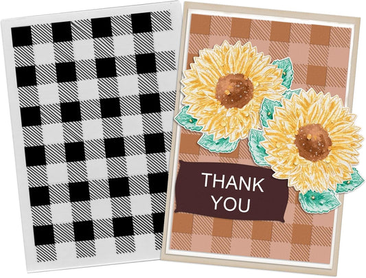 3D Textured Embossing Folders for Card Making, Buffalo Plaid Plastic Embossing Folders Lattice Grid Embossing Folder Craft Card Template for DIY Scrapbooking