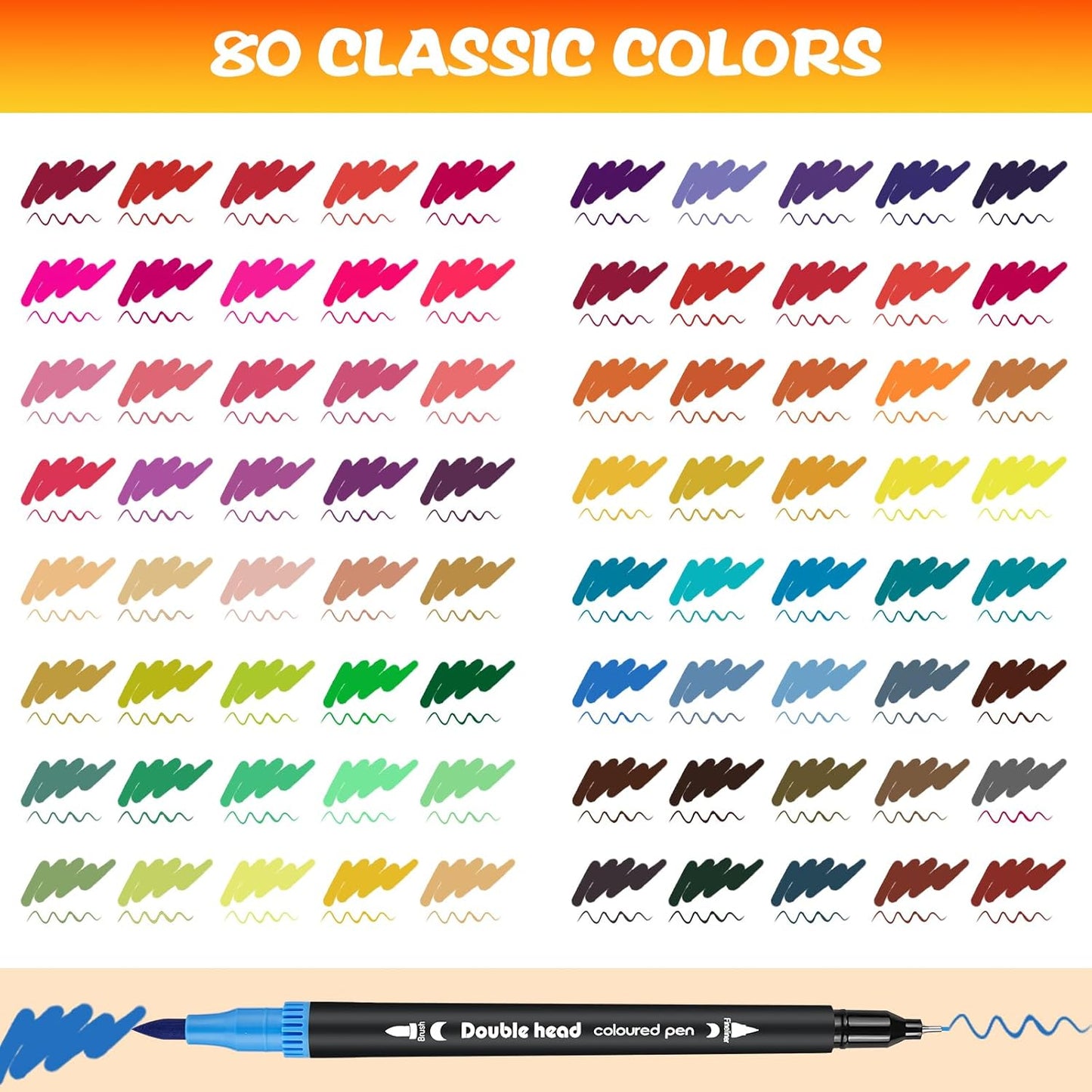 80 Coloring Markers for Adults No Bleeding, Dual Tip Fine & Brush Marker Pens, Art Colored Markers Set for Kids Adults Coloring Books Bullet Journaling Drawing