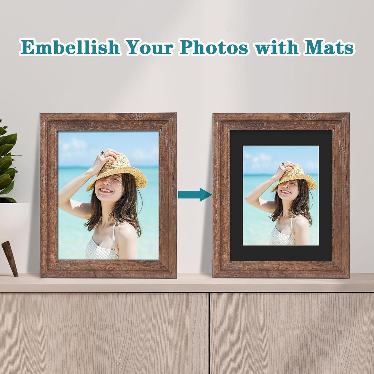 ZBEIVAN 11x14 Black Picture Mats with Core Bevel Cut Frame Mattes for 8.5x11 Pictures - Pack of 5