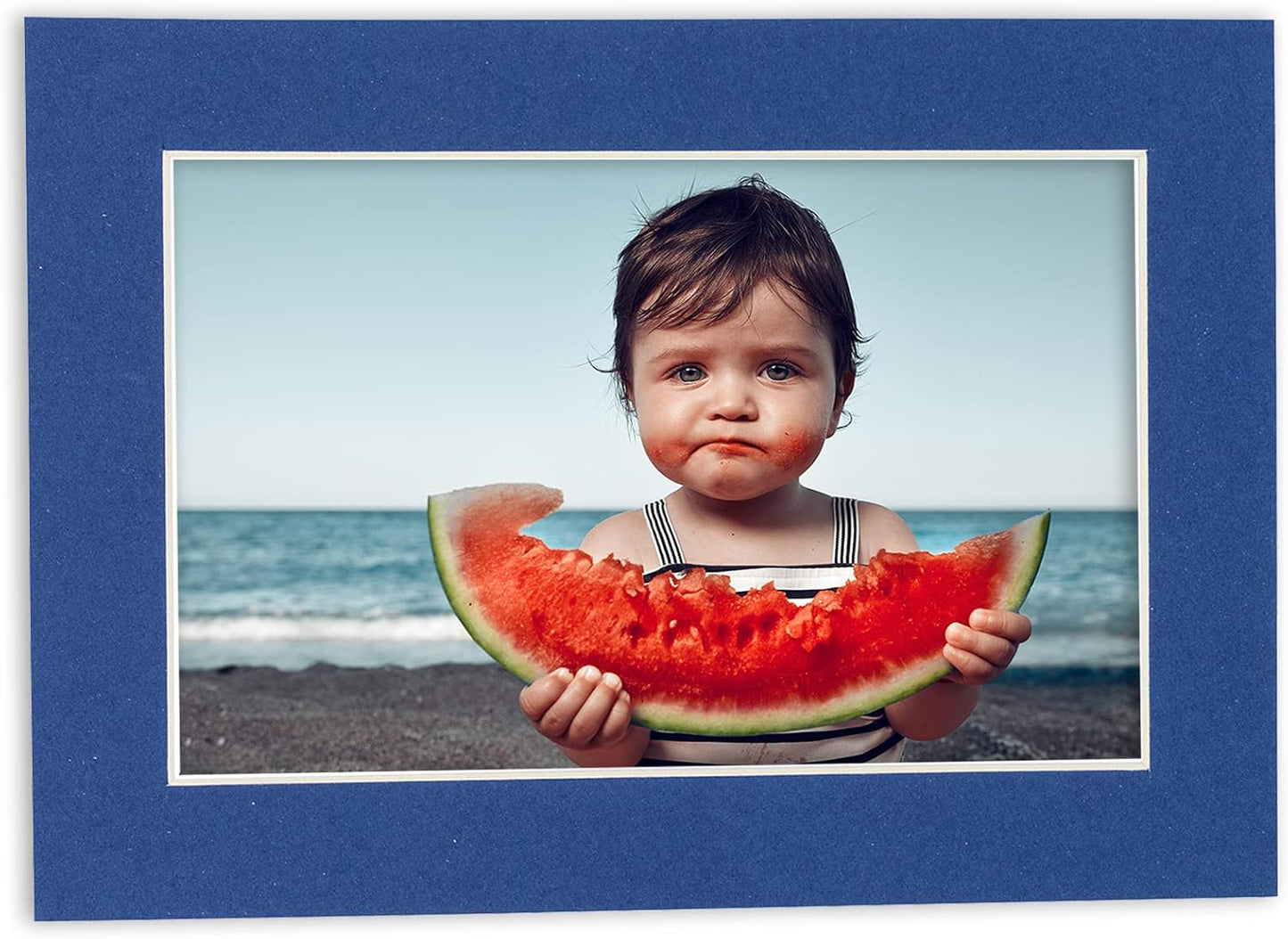 8.5x11 Mat Bevel Cut for 7x9 Photos - Acid Free Bottle Blue Precut Matboard With Backing Board and Crystal Clear, Self Seal Photo Mat Bag - For Pictures, Photos, Framing - 4-ply Thickness