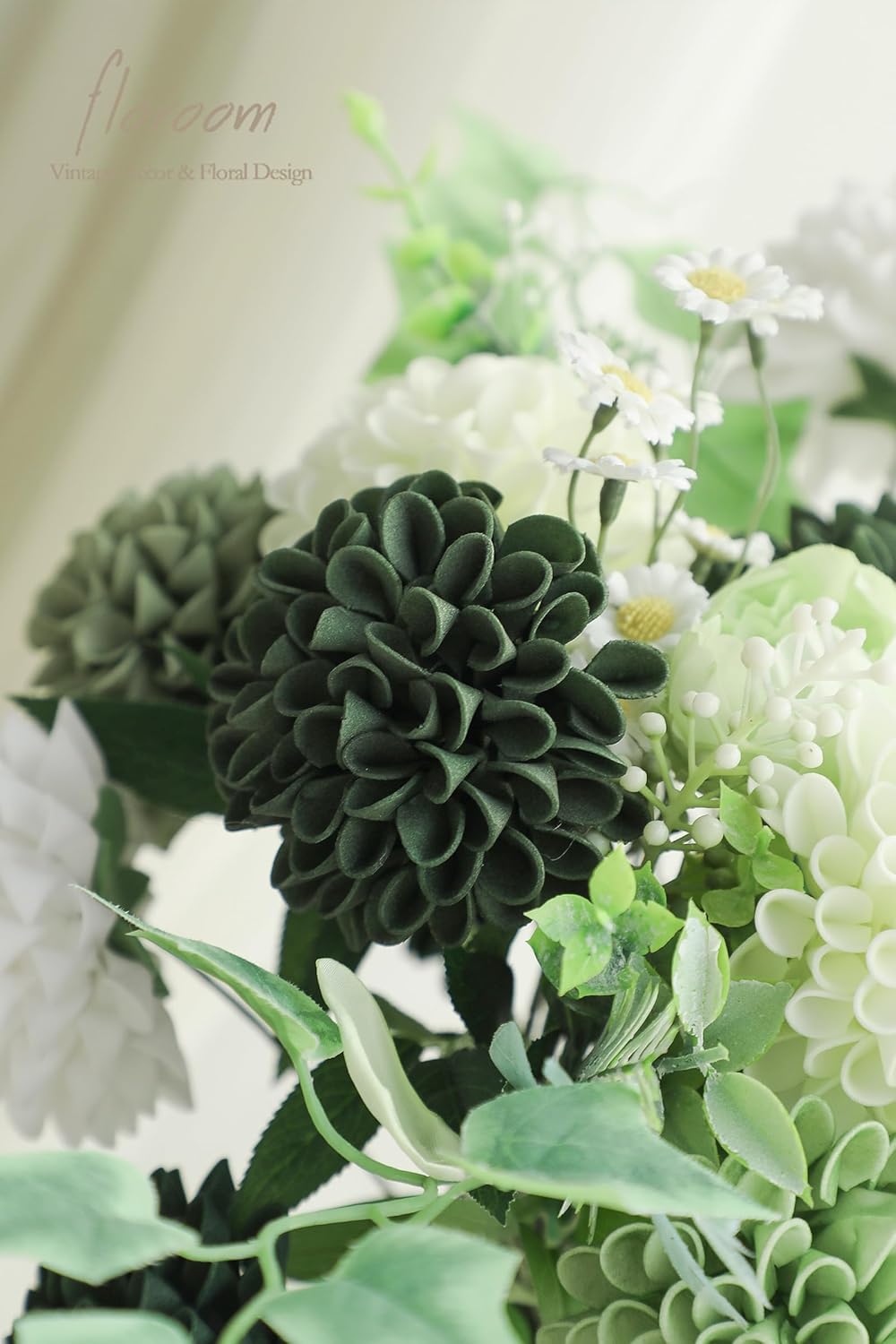 Floroom Artificial Dahlia Flowers 25pcs Real Looking Forest Green Shades Foam Fake Roses with Stems for DIY Wedding Bouquets Bridal Shower Centerpieces Sage Green Floral Arrangements Tables Decoration