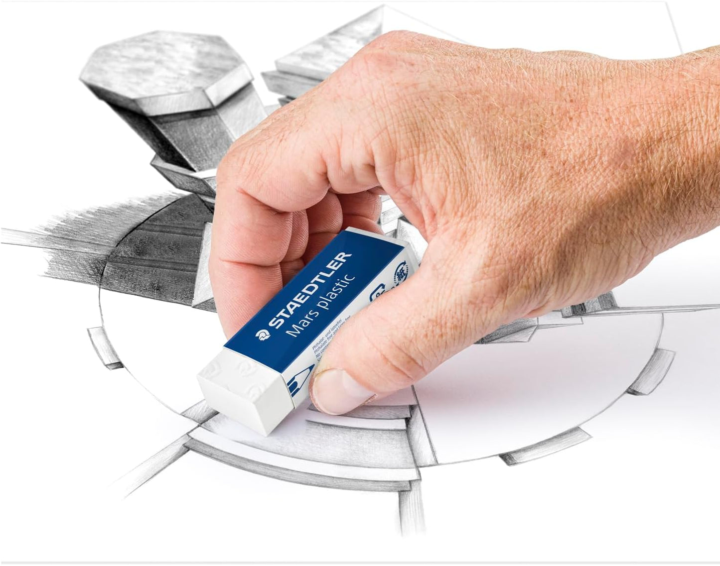 STAEDTLER Mars Plastic Vinyl Erasers (2-Pack), White Erasers for Clean & Precise Results - Latex-Free, Minimal Crumbling, Made in Germany