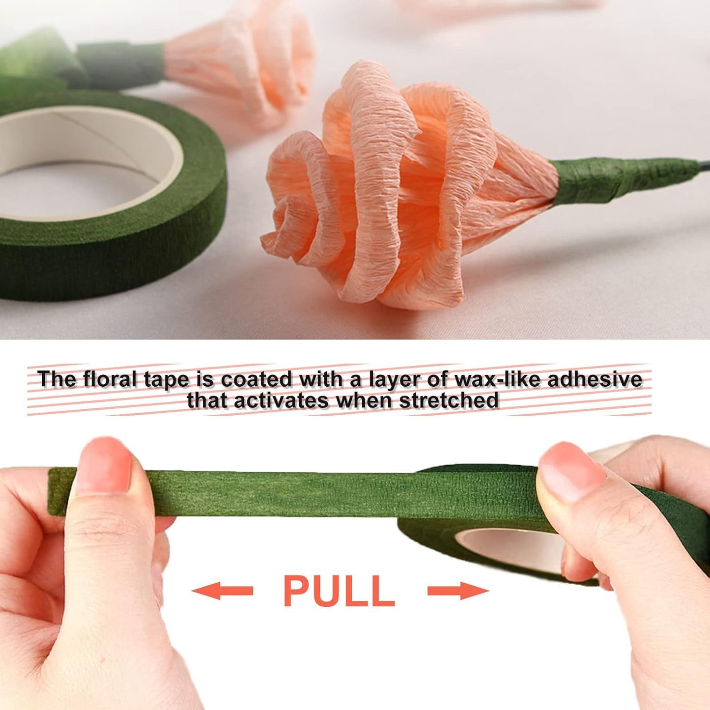 12 Rolls 1/2 Inch 30 Yard Green Floral Tape for Bouquet Stem Wrapping - Adhesive, Waterproof and Flexible (Dark Green)