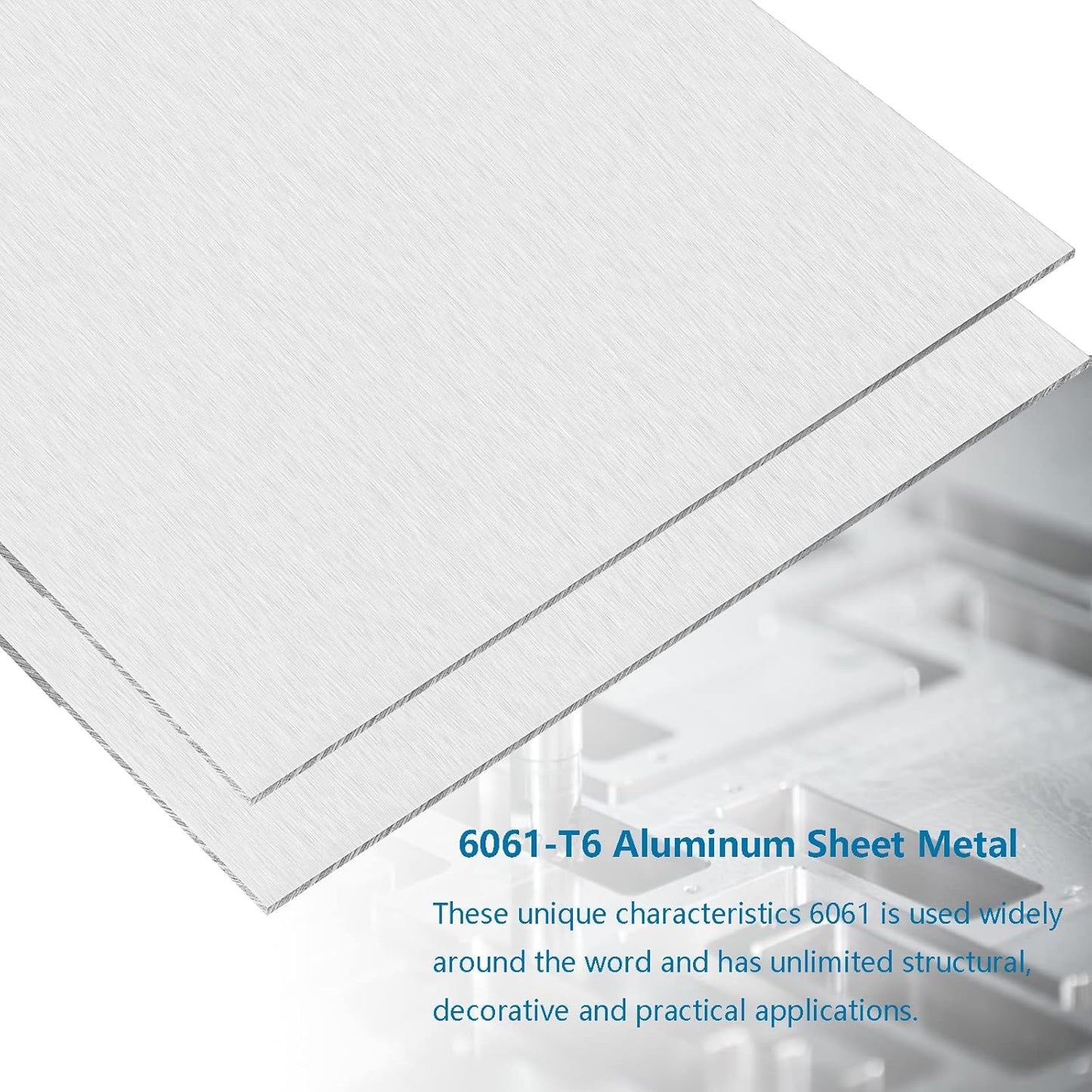 2Pack Aluminum Sheet & Plates 6 x 12 x 1/8 Inch, 6061 Heavy Duty Aluminum Sheets with Protective Film, 3MM Thick Flat Plain Panel Sheet for Crafting Structural Framing Base Plate