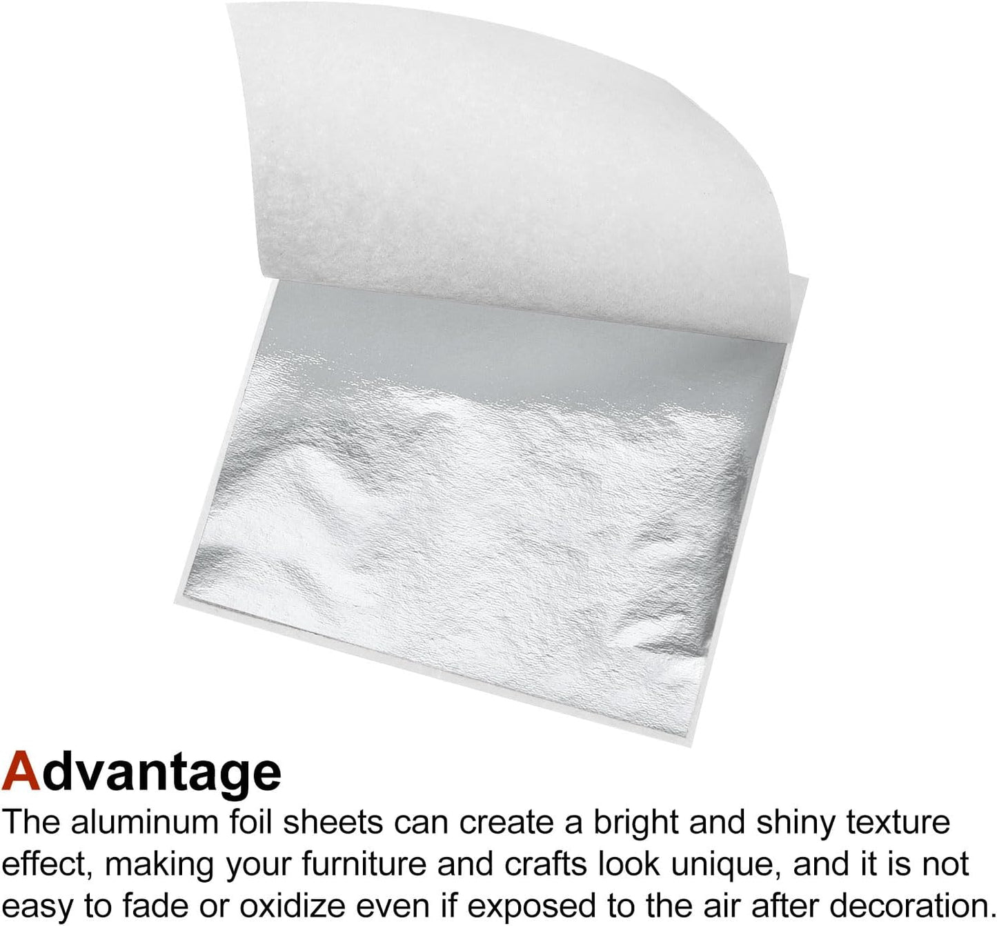 MECCANIXITY Gold Leaf Foil Sheet, Silver Leaf Papers, 3.3 Inch x 3.1 Inch for Art Decoration, Sculptures, Painting, Pack of 150 Pcs