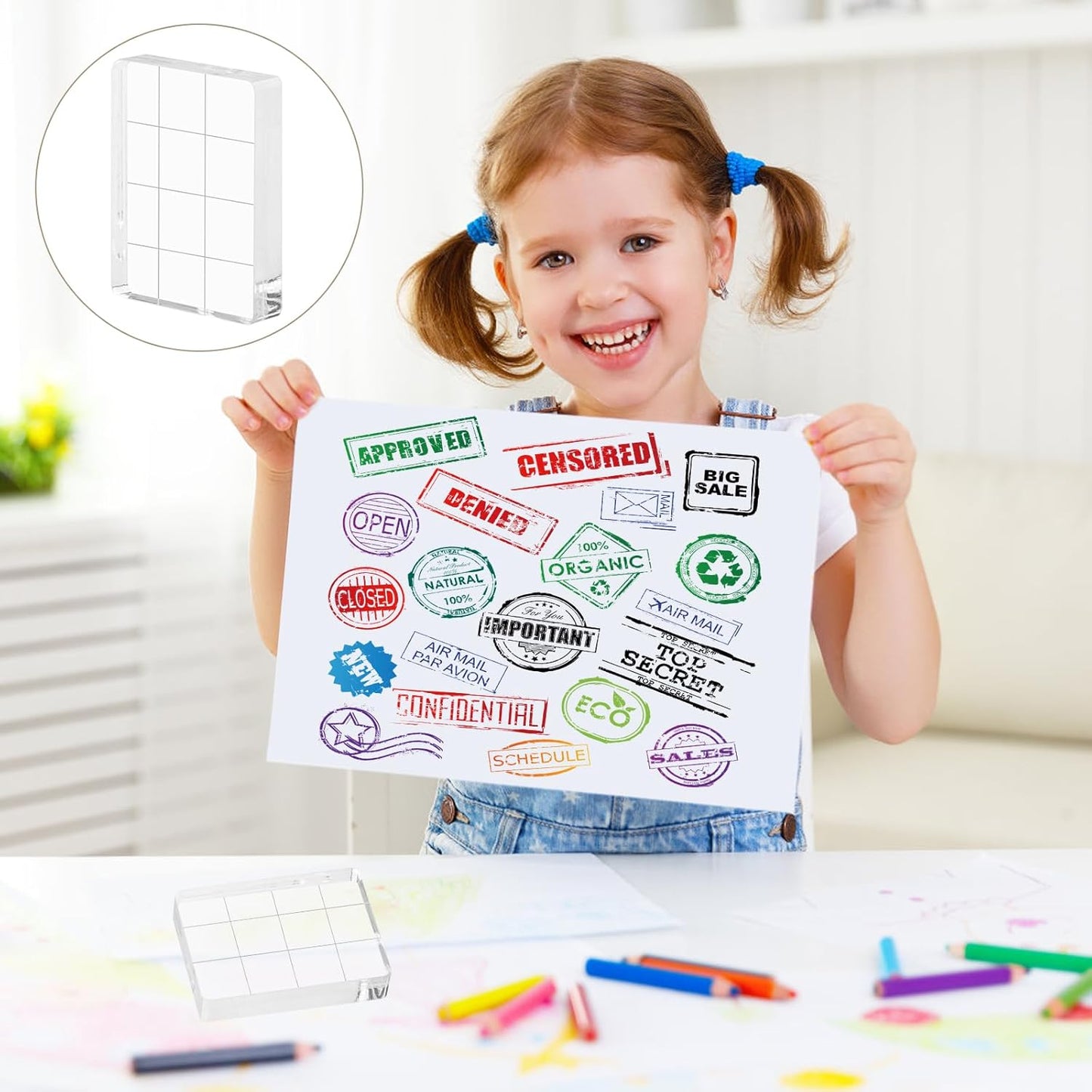 6PCS Acrylic Stamping Block, Clear Acrylic Block for Stamping, Stamp Block Decorative Stamp Block for DIY Craft, Stamping Block Scrapbooking Craft Making, Clear Stamping Blocks Tool