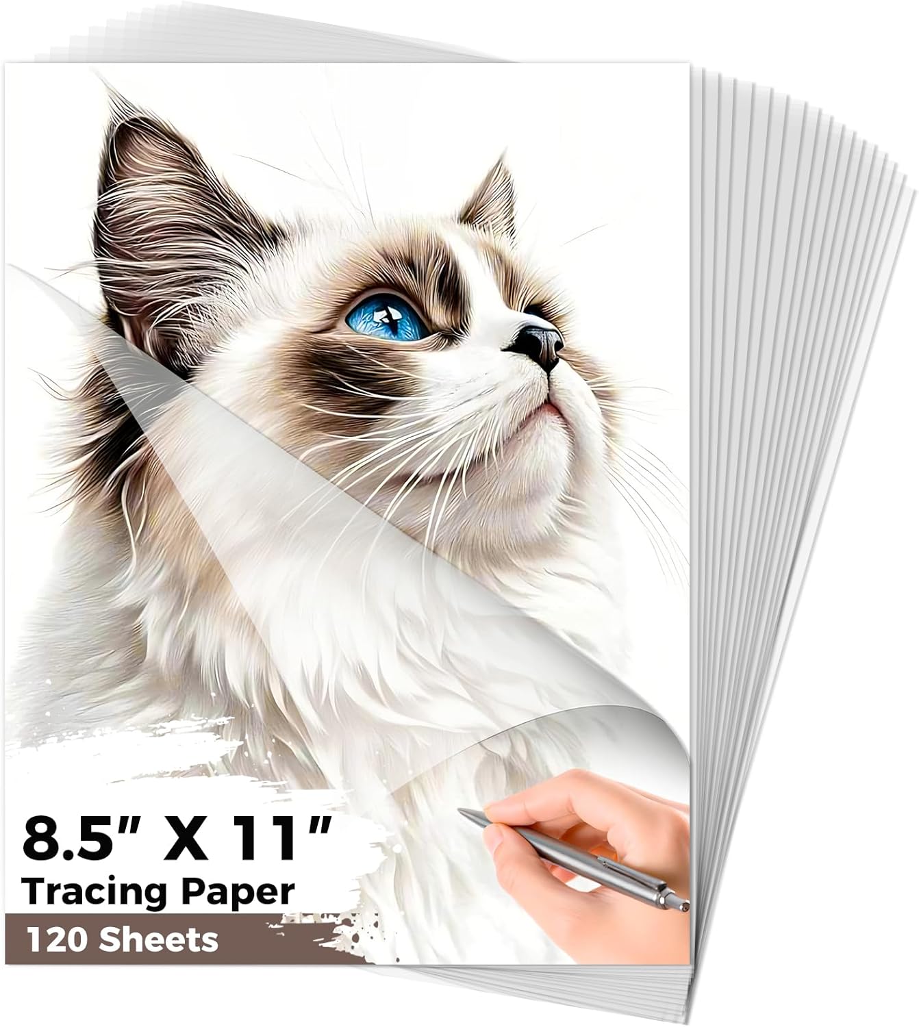 120 Sheets 8.5”x 11” Tracing Paper for Drawing Pad Book Sketchbook Coloring Painting, 25 lb/41gsm, Loose Translucent Vellum Paper Trace Tracing Paper for Sketching, Overlaying