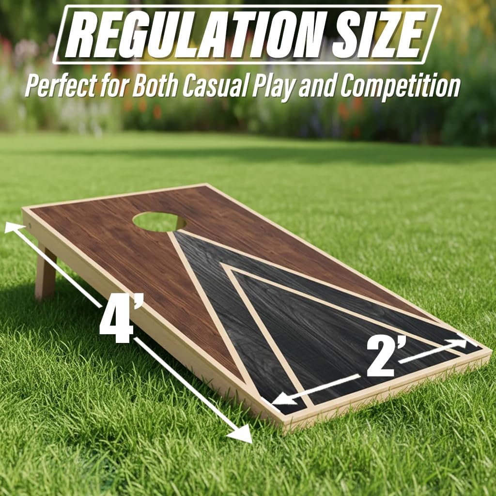 4×2FT Cornhole Board Set,Wooden Corn Hole Games for Adults Bean Bag Toss Game Set, with Corn Hole Bags Set 8,2 Cornhole Boards and a Carrying Case for Wedding/Party/Outdoor/Hiking/Yard