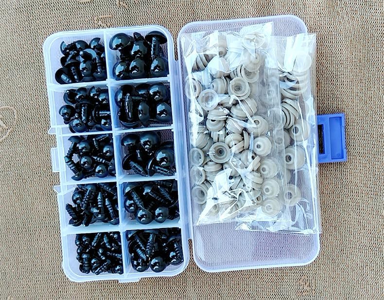 120 Pieces Locking Crochet Stitch Markers for Crocheting Knitting Clip Yarn Row Markers Tapestry Needles and 300 Pieces Safety Eyes
