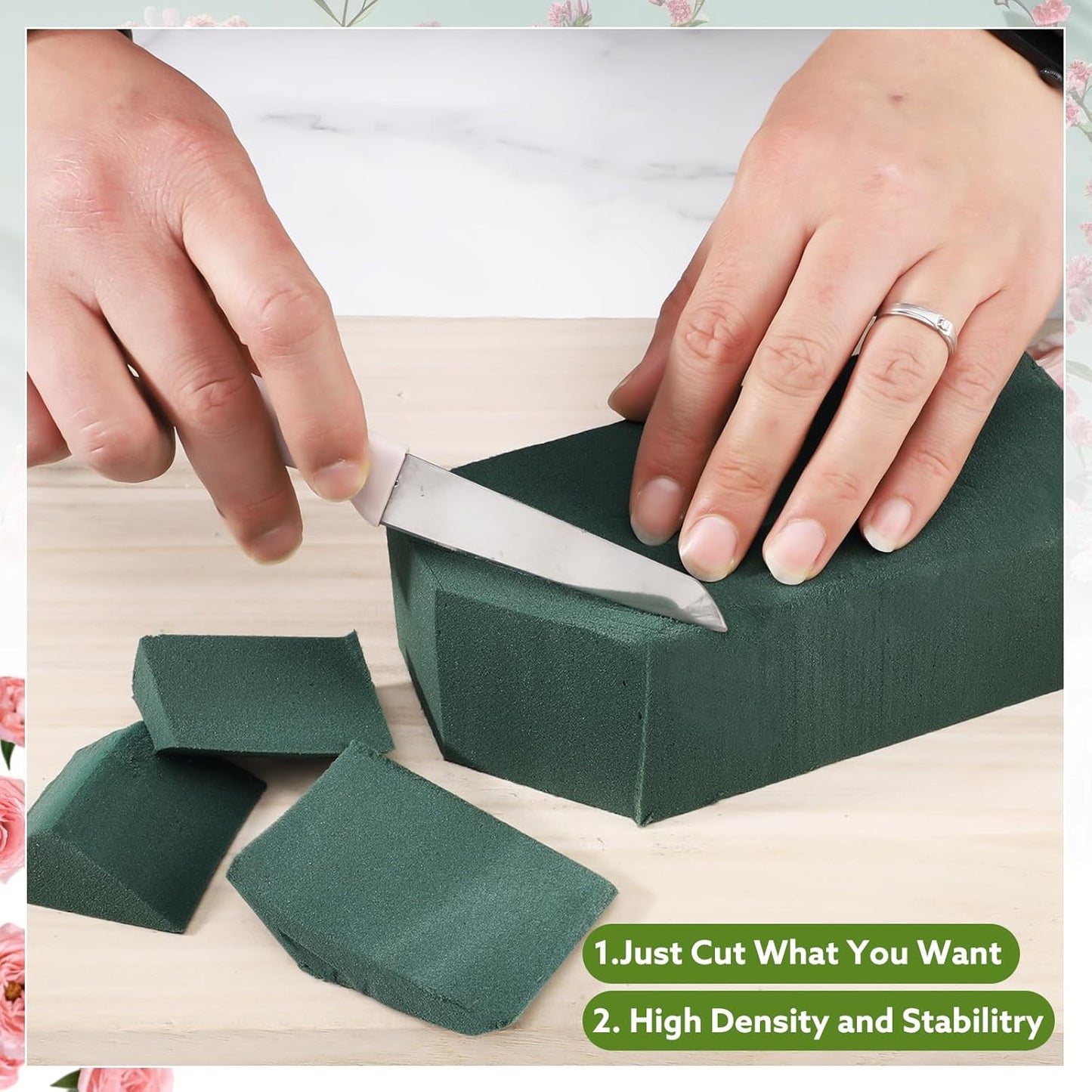 8Pcs Floral Foam Blocks for Fresh and Artificial Flower Arrangements, (7.8" L x 3.5" W x 2.4" H) Flower Foam Bricks Florist Foam for Wedding, Birthdays, Home, Office,DIY Craft