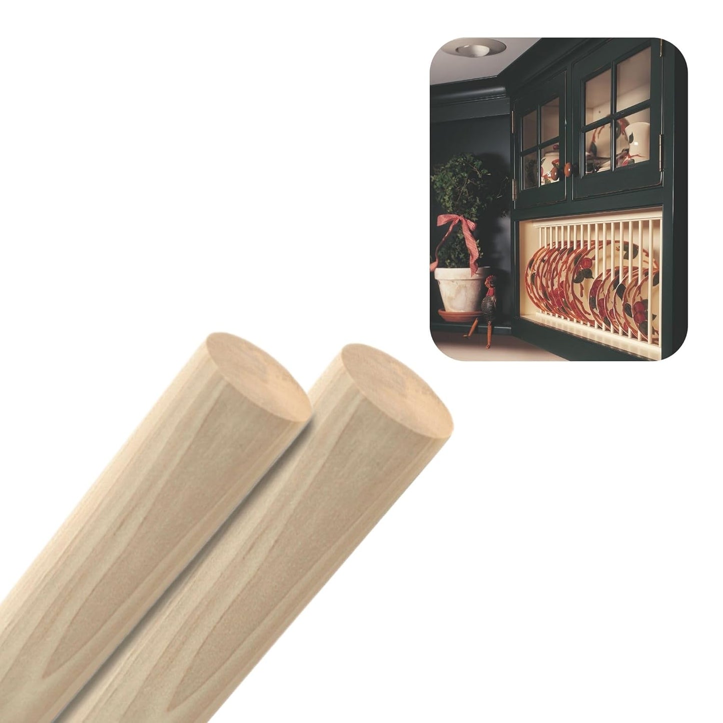 Hardwood Round Dowels (2" x 36", Pack of 2) | Variety of Diameters & Wood Species | Unfinished Wooden Dowel Rods for Crafts & DIY Home Projects | Curtain Rod, Macrame Supplies, Moulding, Flagpole