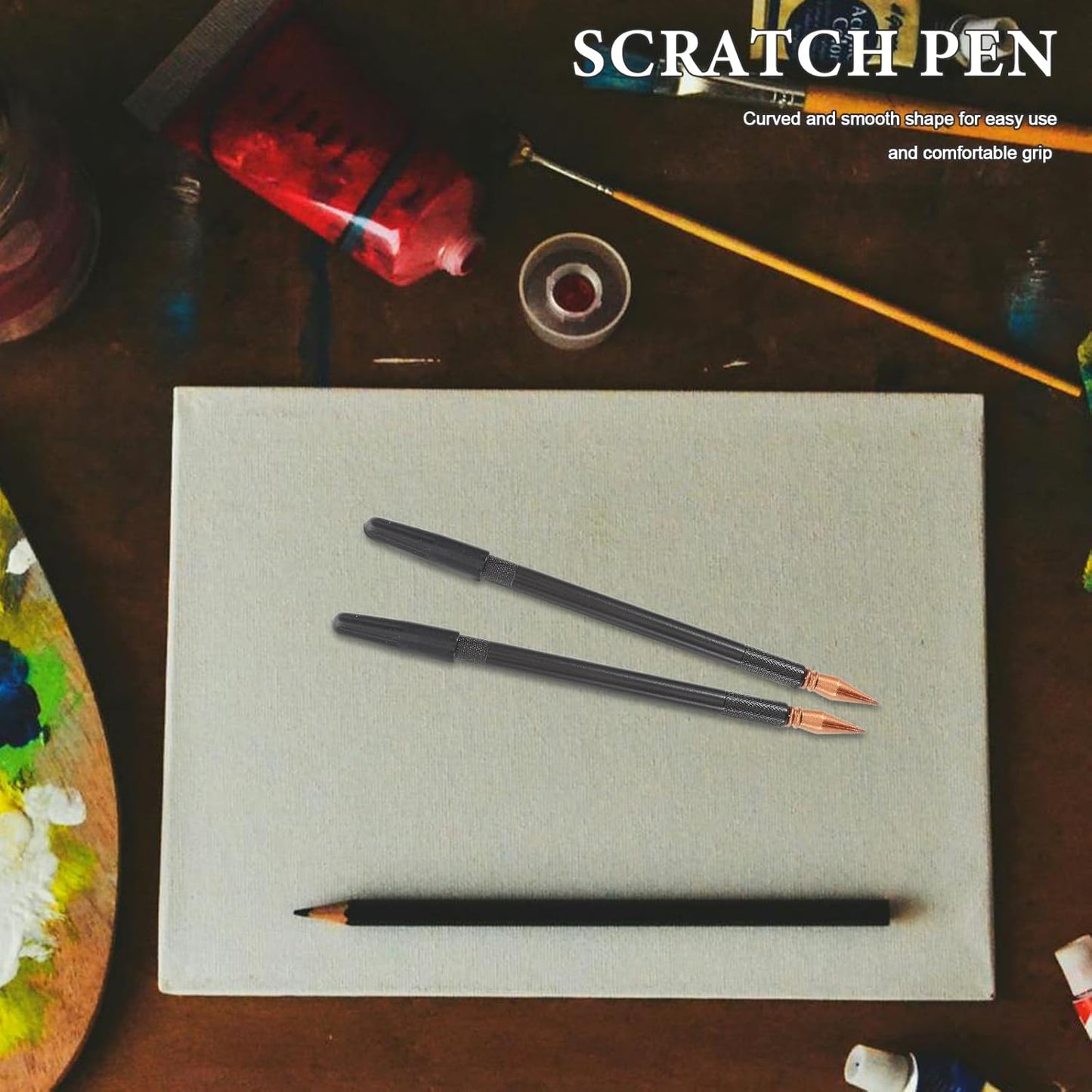 EXCEART3 Pcs Scratch Brush Pens Dual Tip Scratch Painting Stylus Pens with Protective Caps Plastic Drawing Tools