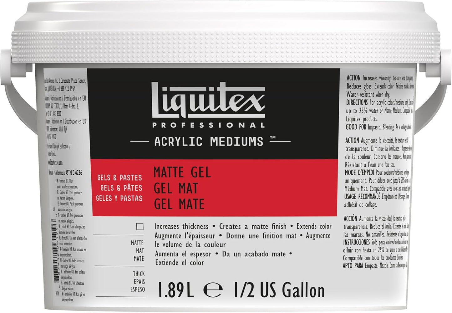 Liquitex Professional Matte Gel Medium, 1.89L (Half Gallon) Bucket