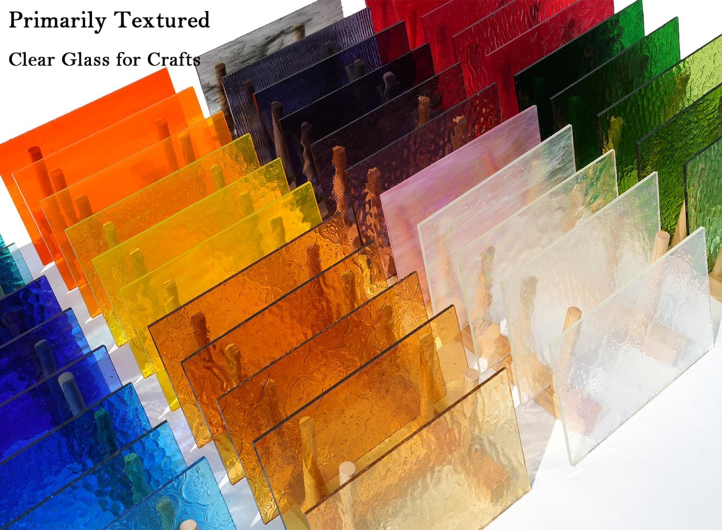 50 Transparent Stained Glass Sheets Bulk, Variety Colors Textured Cathedral Art Glass Sheets for DIY Mosaic Crafts, 4”x6” Vibrant Colored Glass Tiles Pieces for Home Decor
