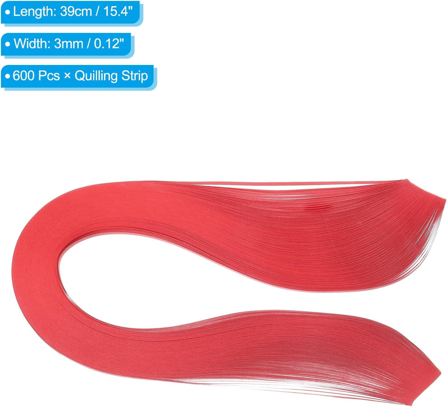 PATIKIL 600pcs Quilling Strips Paper 1/8"(3mm) 39cm Origami Paper Quilling Strip for Art DIY Hand Craft Christmas, Red