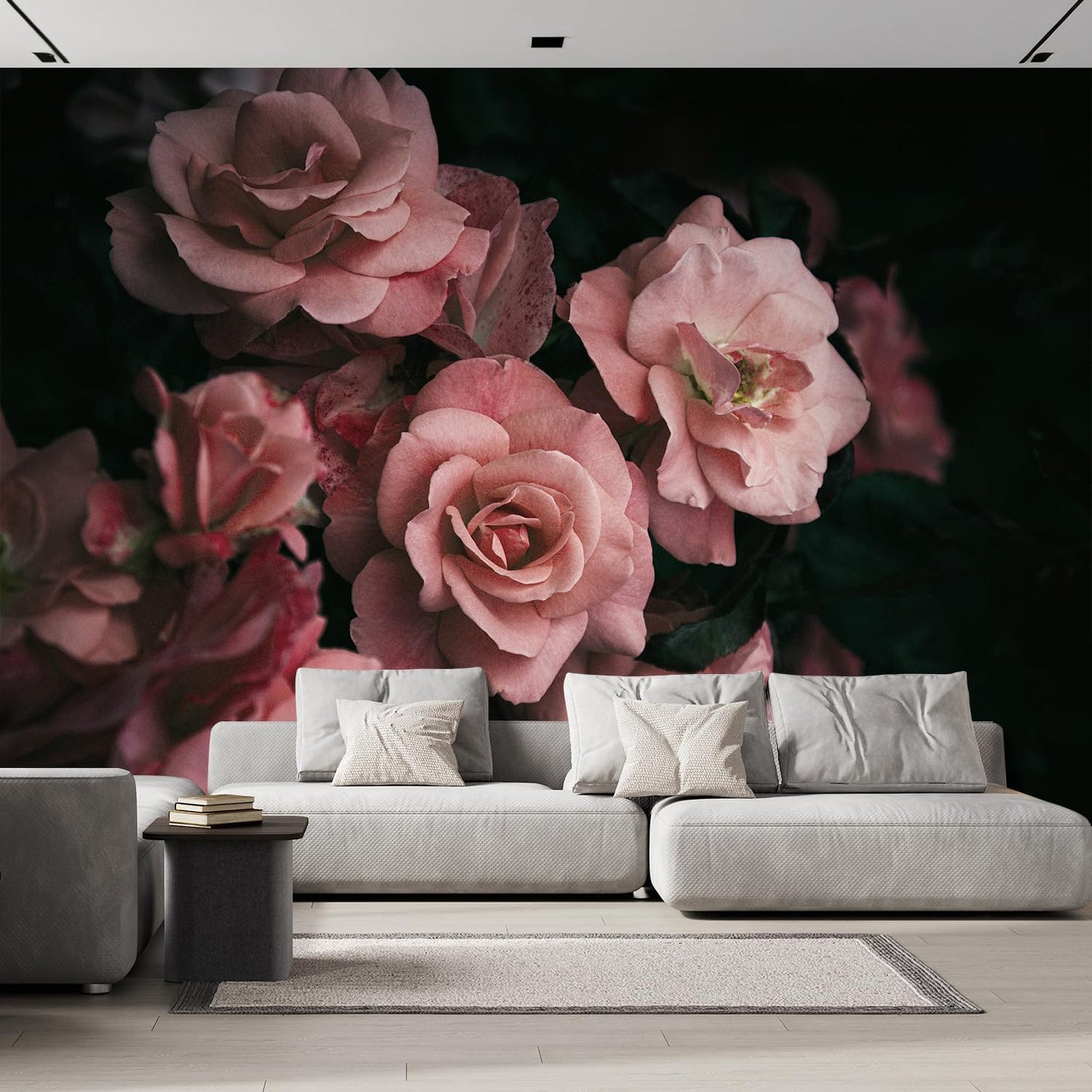 wall26 Removable Wall Sticker/Wall Mural Close Up Dark Rose Flower Blossoms Nature Wilderness Photography Decorative Botanical Relax/Calm Floral for Living Room, Bedroom, Office - 108x144 inches