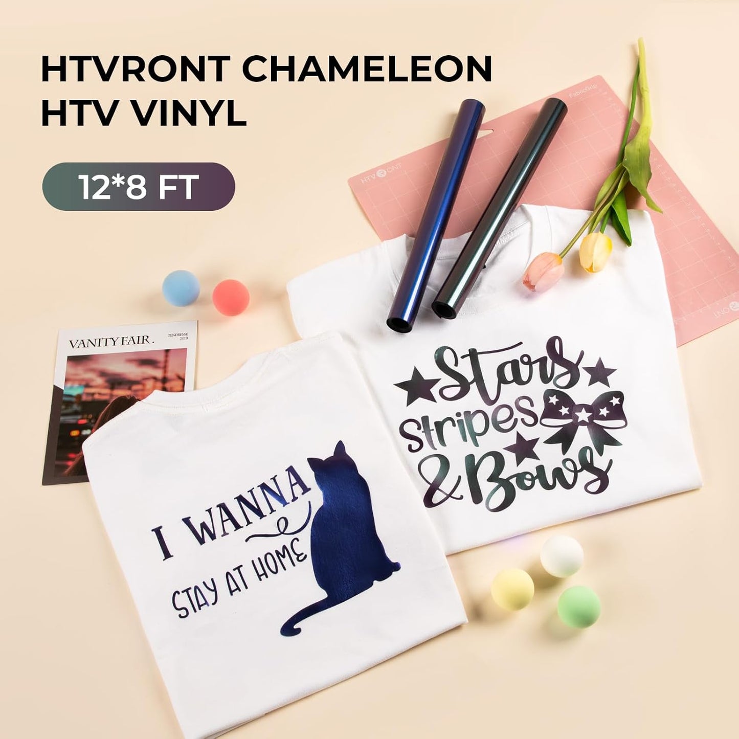 HTVRONT Chameleon HTV Heat Transfer Vinyl - 12" x 8ft Bronze Turns Purple HTV for Shirts, Iron on Vinyl for All Cutting Machine - Easy to Cut & Weed for Heat Transfer Design