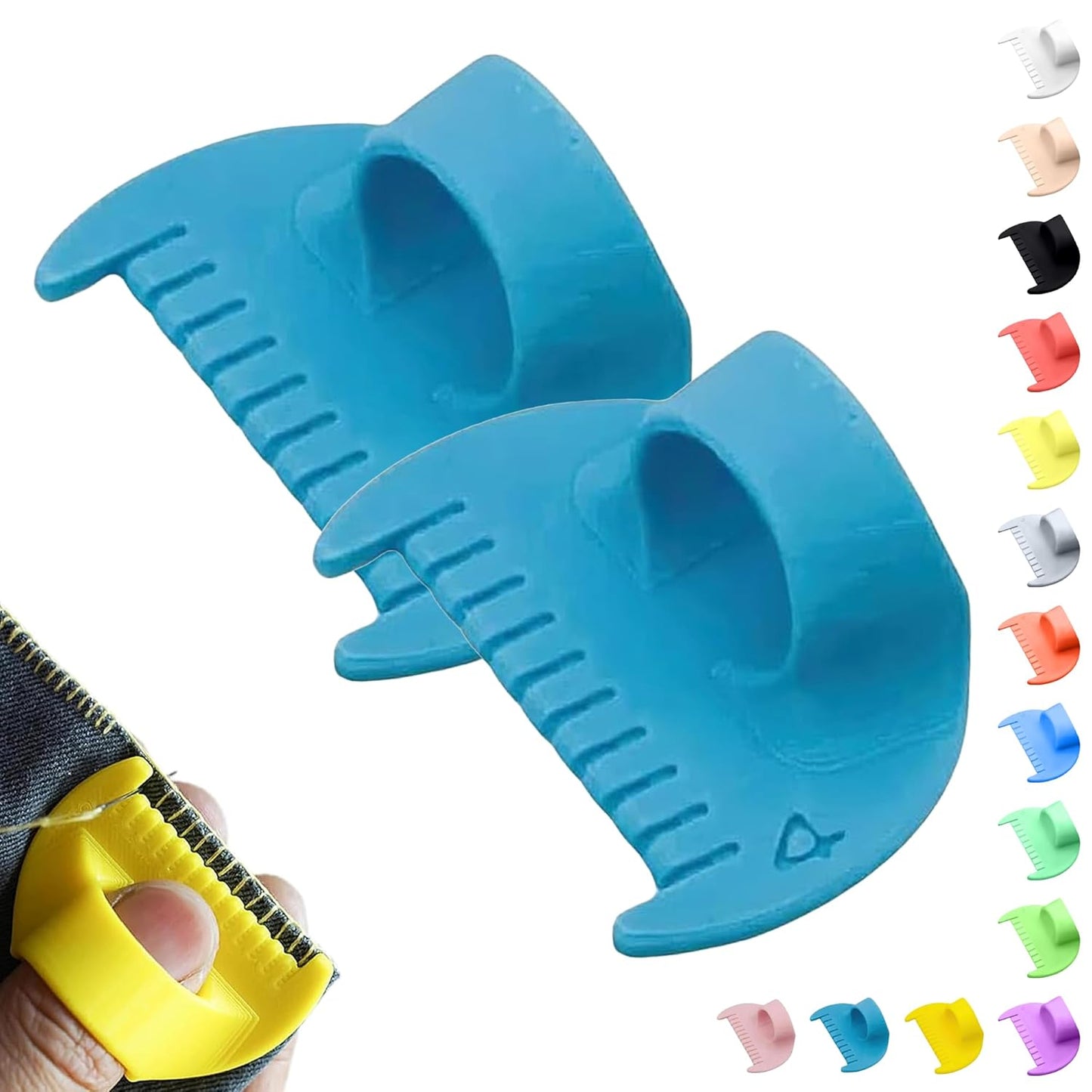 4mm Seam Guide for Hand Sewing Edge Lockranding Tool, Sewing Needle Gauge Measuring Tool, Mini Finger Ruler Kit Ideal for Leather/Fabric/Craft Sew, Blue 2 Pcs