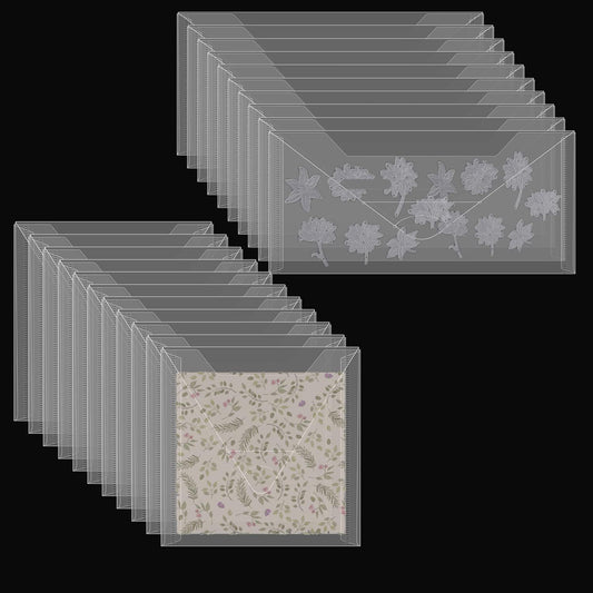 BAOFALI 20 Pieces Clear Die & Stamp Plastic Storage Bag, Resealable Large Envelope Pocket for DIY Scrapbooking Paper Card Craft Making and Cutting Dies Stencil (4.75"x4.75";4.5"x9.5")
