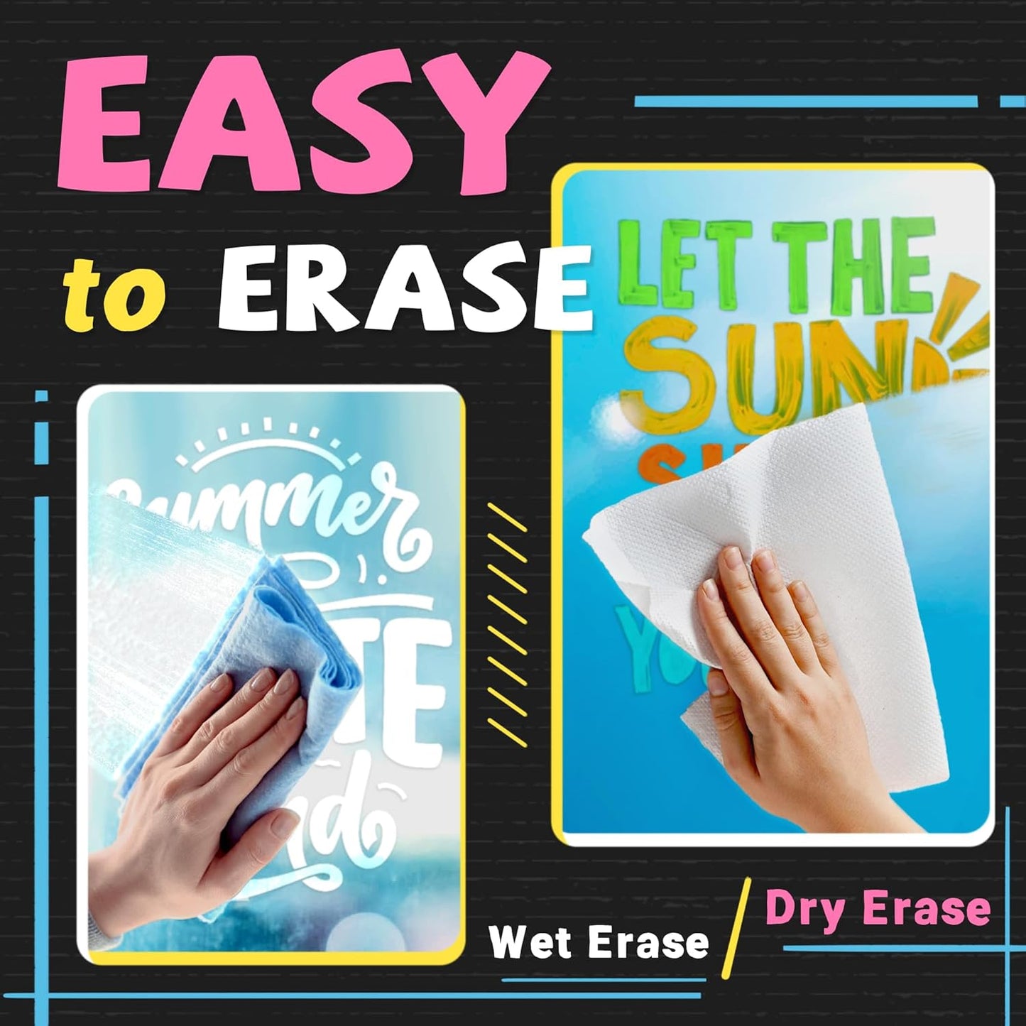 Window Chalk Markers for Glass Washable, 10 Colors Jumbo Liquid Chalk Marker with 10mm 3 in 1 Nib Thick Wide Tips, Big Chalkboard Markers, Car Paint Pen for Auto, Bistro, Mirror, Poster, Blackboards