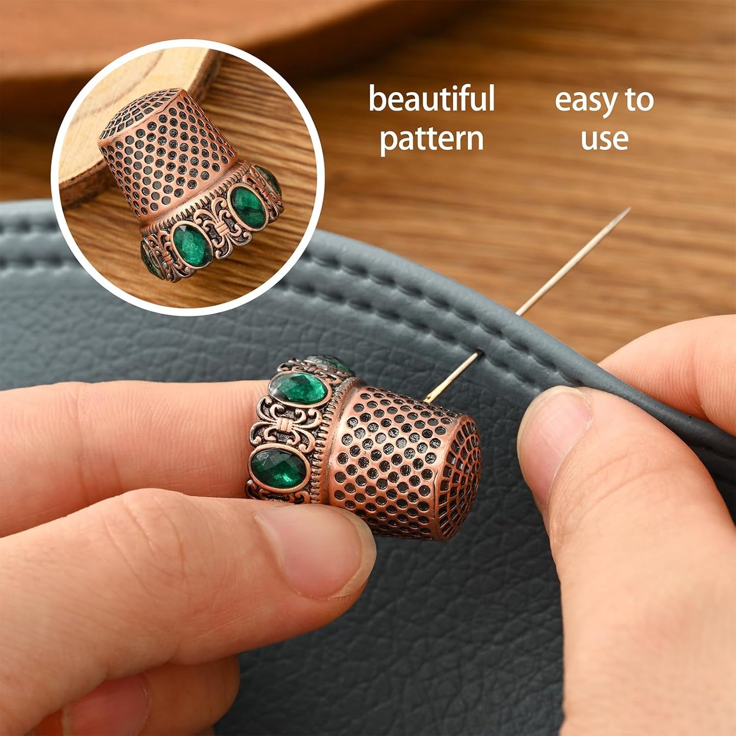 Vintage Sewing Thimble, Finger Protector Finger Shield Fingertip Thimble Sewing Quilting Craft Accessories DIY Sewing Tools (Red Copper)