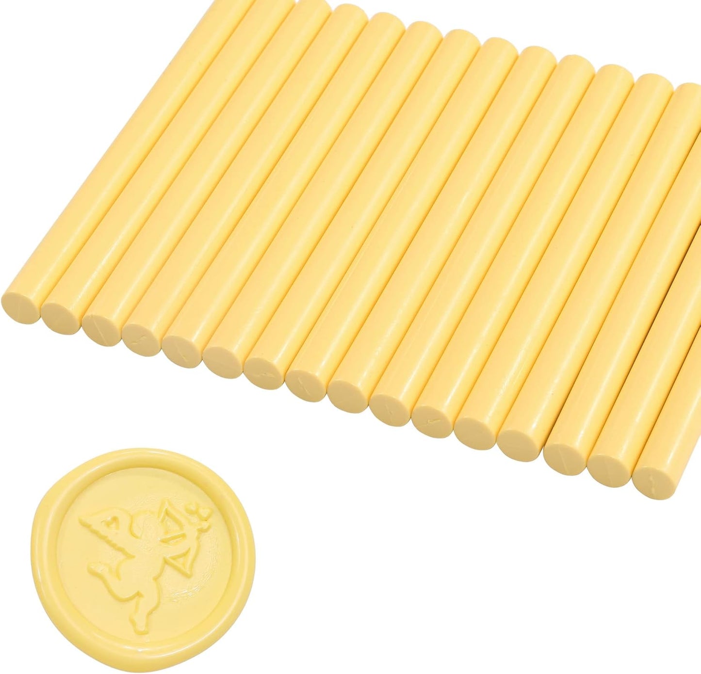 Yoption 15 Pieces Light Yellow Glue Gun Sealing Wax Sticks for Wax Seal Stamp, Great for Wedding Invitations, Envelopes, Cards, Christmas Gift Ideas, Wine Packages (Light Yellow)