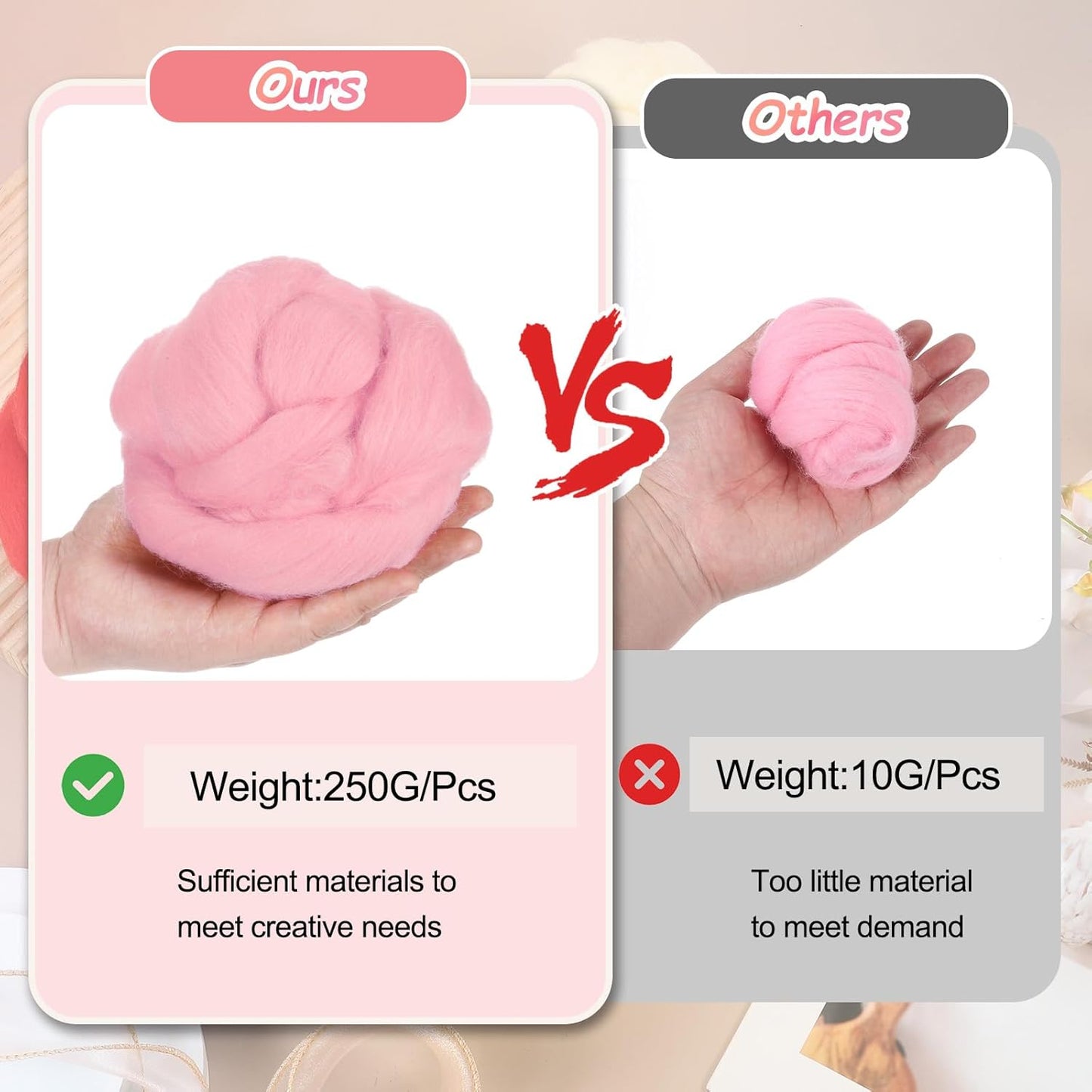 PATIKIL Wool Roving Yarn, 250G/8.8OZ Felting Wool Pure Roving Yarn, Red