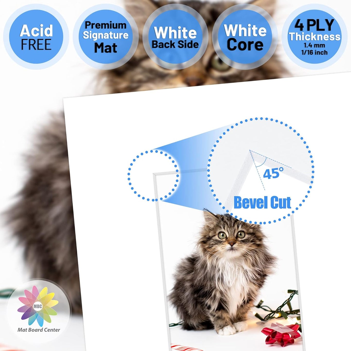 Mat Board Center, Pack of 20, 8x10 for 4x6 White Photo Picture Mats - Acid Free, 4-ply Thickness, White Core - for Pictures, Photos, Framing