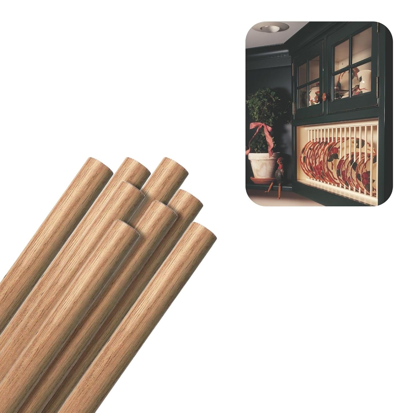 Red Oak Round Dowels (3/4" x 36", Pack of 8) | Variety of Diameters & Wood Species | Unfinished Wooden Dowel Rods for Crafts & DIY Home Projects | Curtain Rod, Macrame Supplies, Moulding, Flagpole