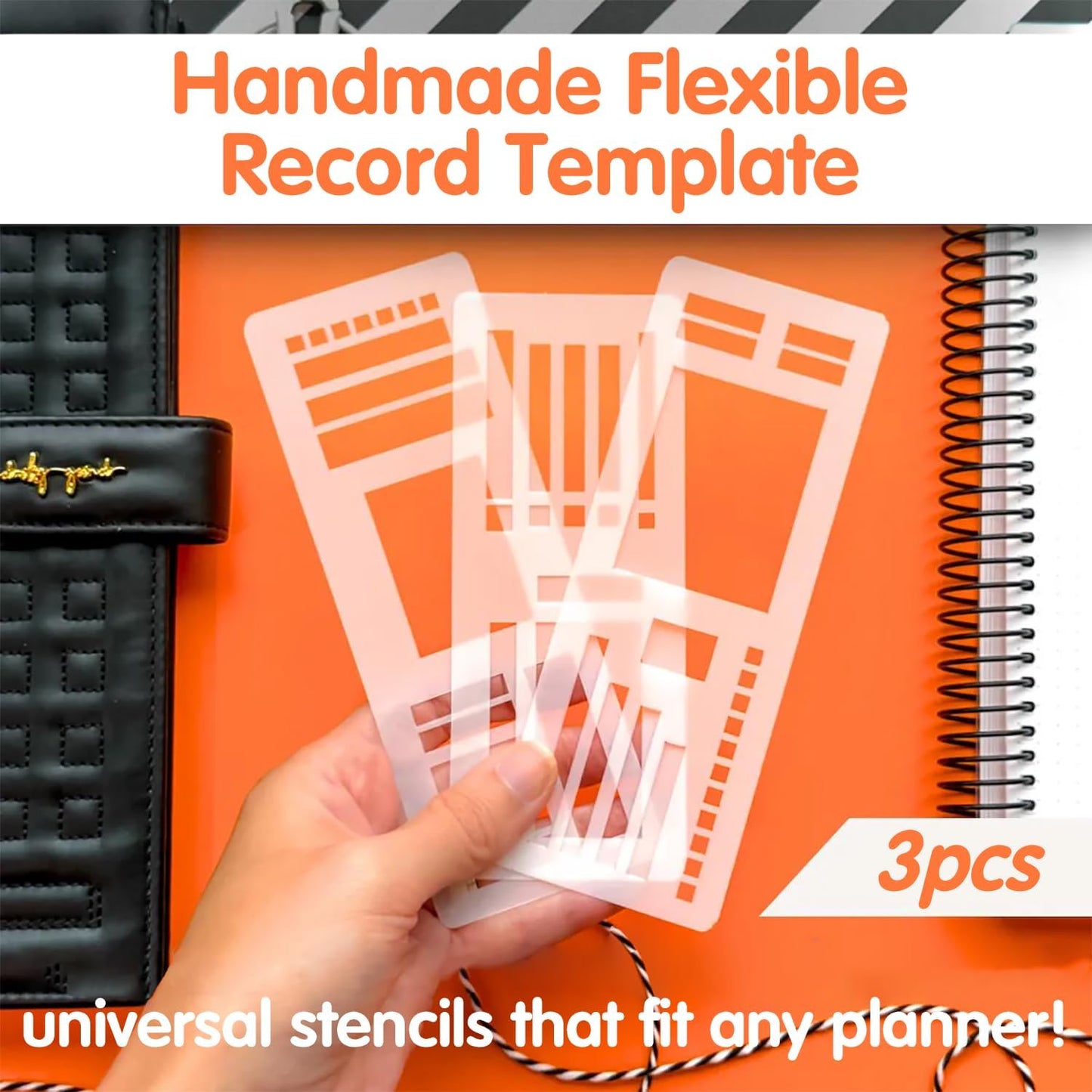 Handmade Flexible Record Template, 3pcs Planner Stencils templates, Reusable Templates Planner Stencils for Journaling Checklists Boxes Lines & Daily