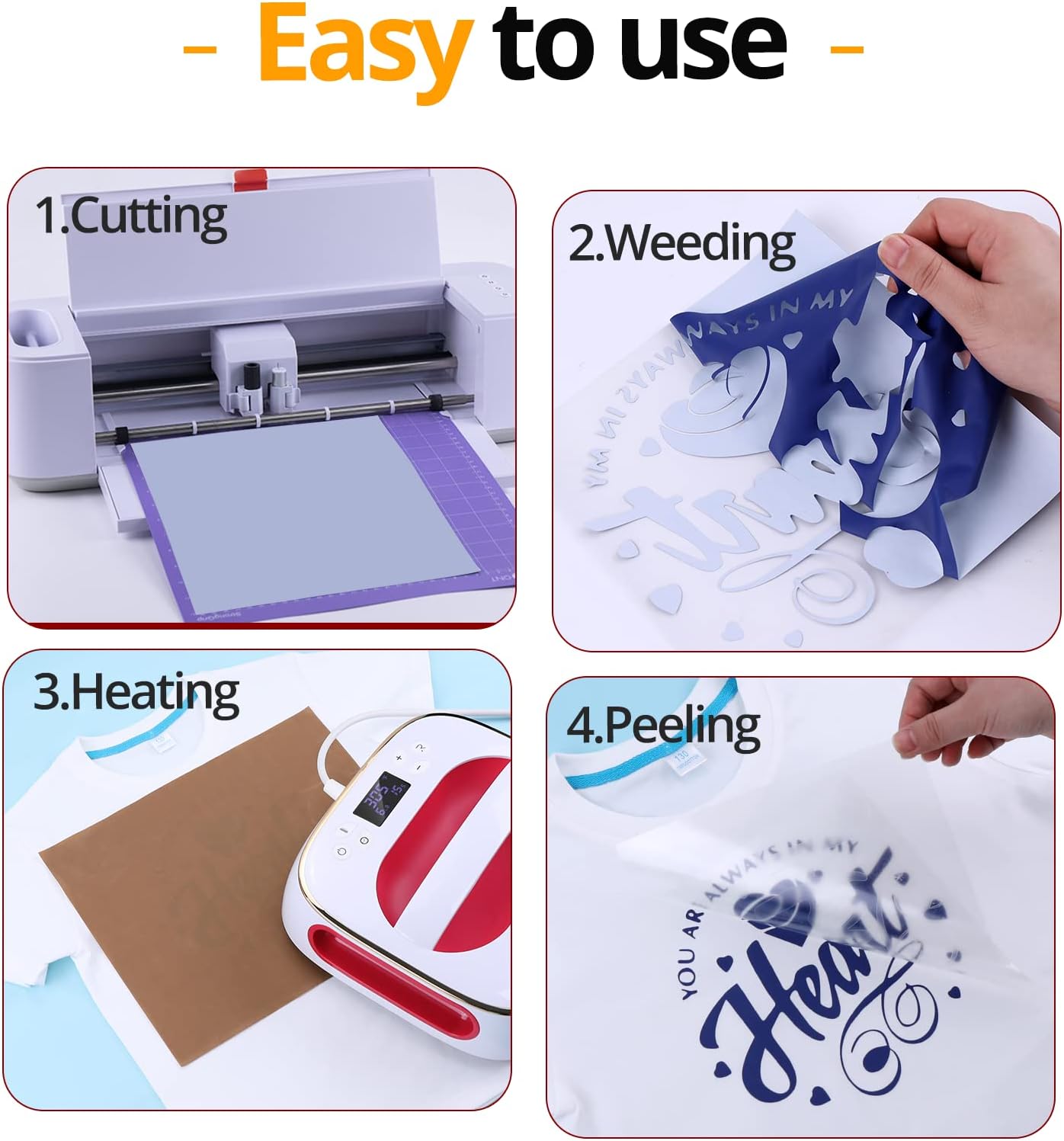 HTVRONT Blue Heat Transfer Vinyl Bundle - 10 Pack 12" x 10" HTV Vinyl for T-Shirt, Royal Blue Iron on Vinyl for All Cutting Machine or Heat Press Machine