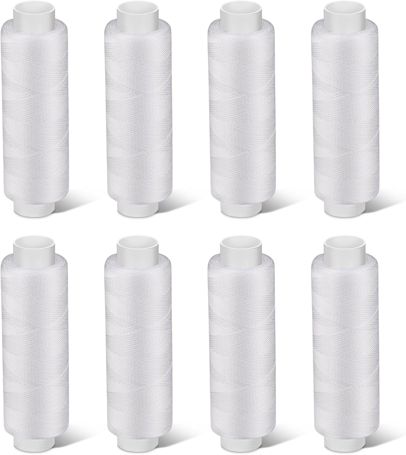 Bupete 8 Rolls White Thread for Sewing, 200 Yards Each Roll Sewing Thread, Polyester Threads for Sewing Machine Embroidery Hand Stitching
