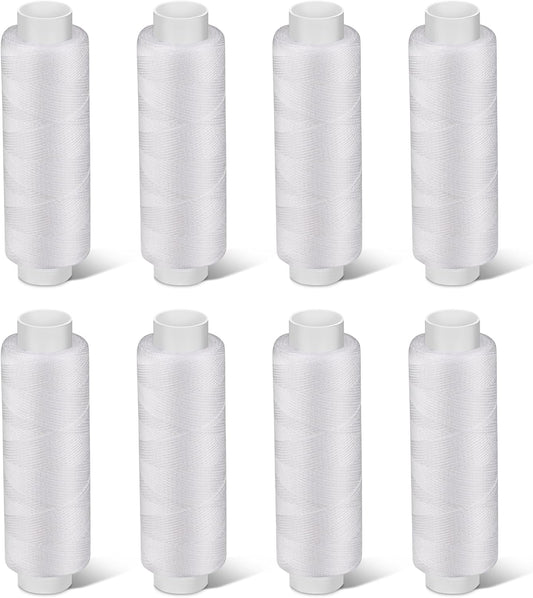 Bupete 8 Rolls White Thread for Sewing, 200 Yards Each Roll Sewing Thread, Polyester Threads for Sewing Machine Embroidery Hand Stitching