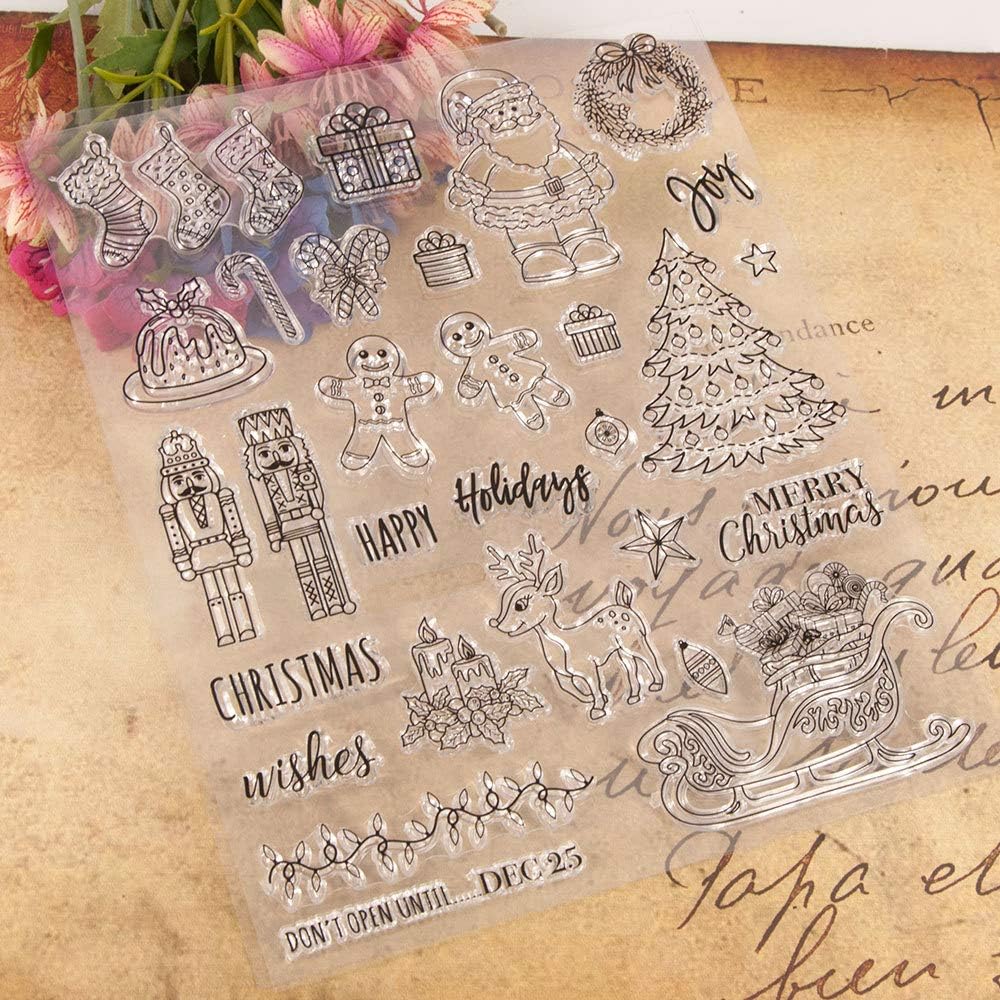 Kiddale Christmas Theme Clear Silicone Stamps Christmas Crafts Stamps for Card/Paper Craft Making Decor DIY Christmas Scrapbooking Photo Album