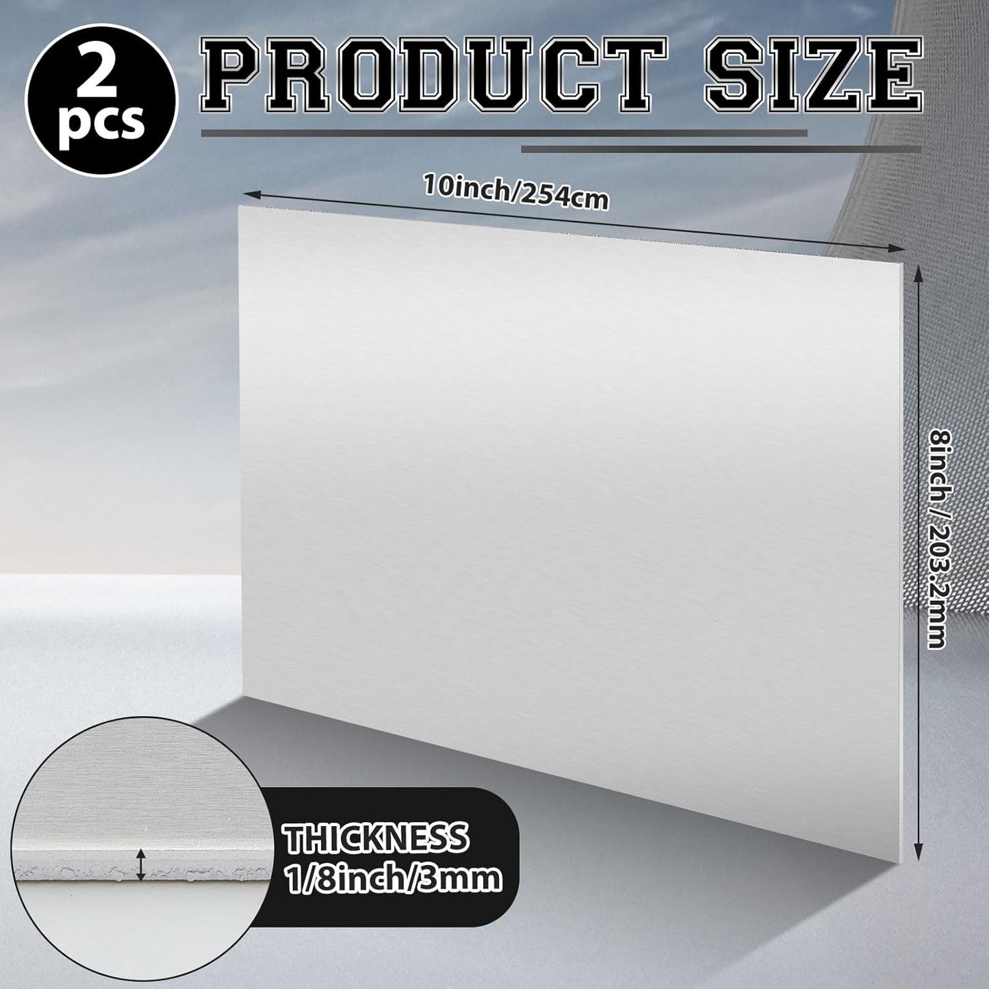 2 Pack 5052 Aluminum Sheet Metal 8" x 10" Aluminum Plate 1/8 (0.125'') Inch Thickness Rectangle Metal Panels for Industry Crafting Handcraft DIY Projects