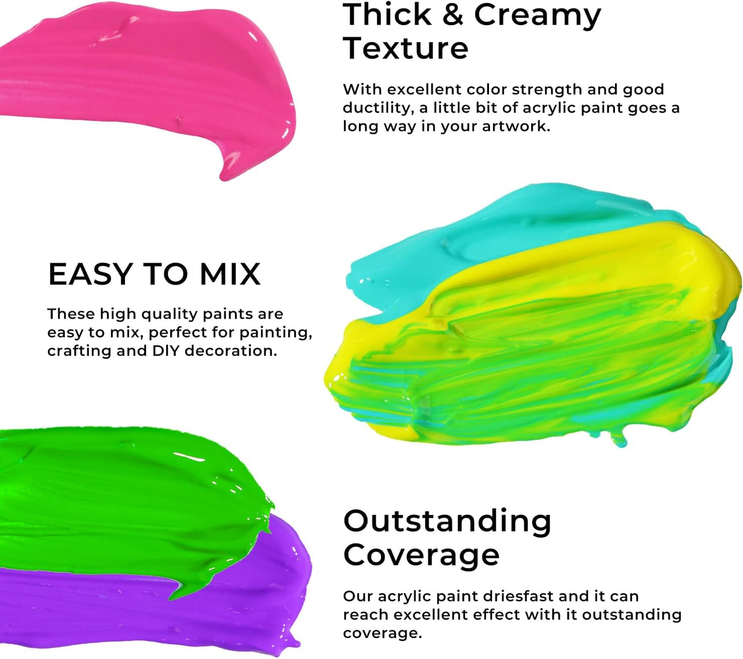 ARTME Acrylic Paint Set, 15 Unique Colors (16oz/473ml) Large Bulk Acrylic Paint Non Toxic, Waterproof, Rich Pigments Perfect for Artists, Students Painting on Canvas Stone Wood Fabric Ceramic Crafts