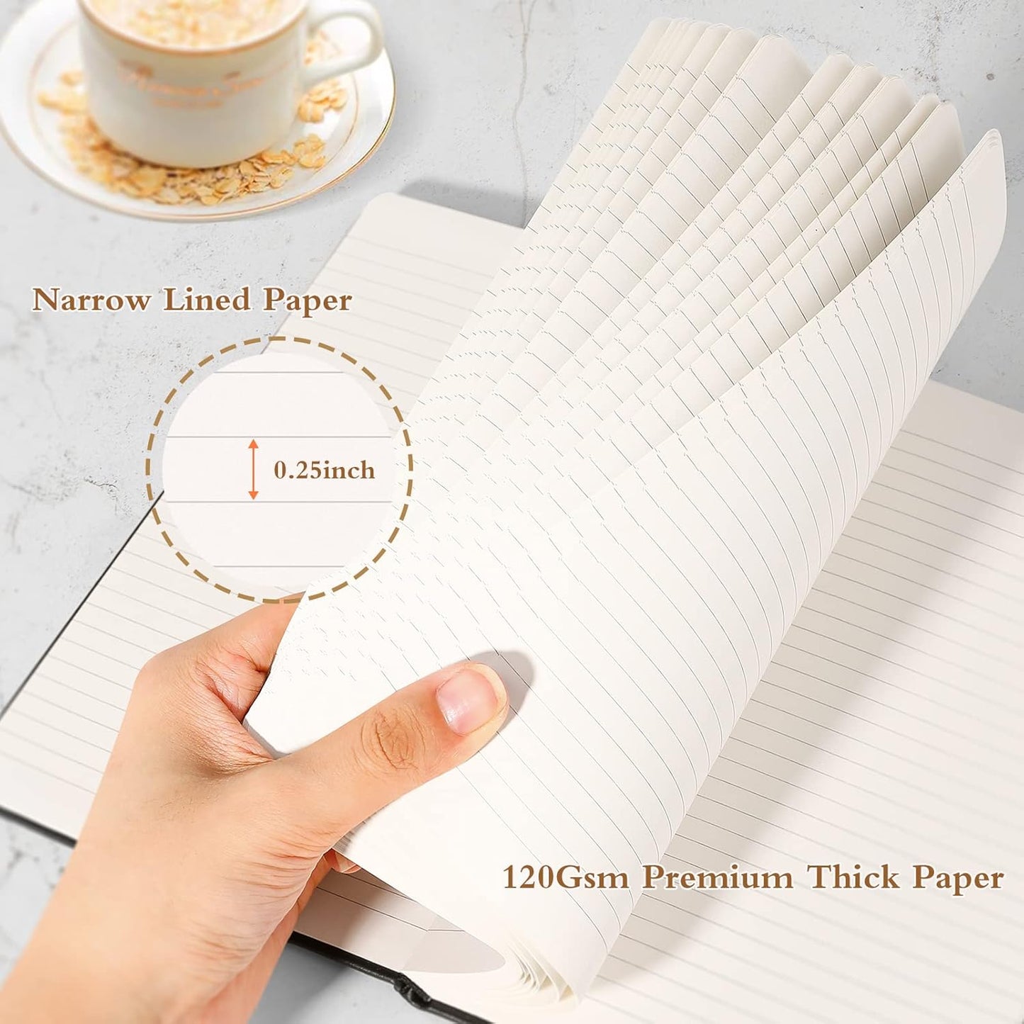 Huhuhero 10 Colors Lined Journal Notebook, A5 Hardcover Notebooks for Work, 120GSM Thick Paper, 128 Pages College Ruled Notebook for Writing Business Journaling, 5"×8.25"