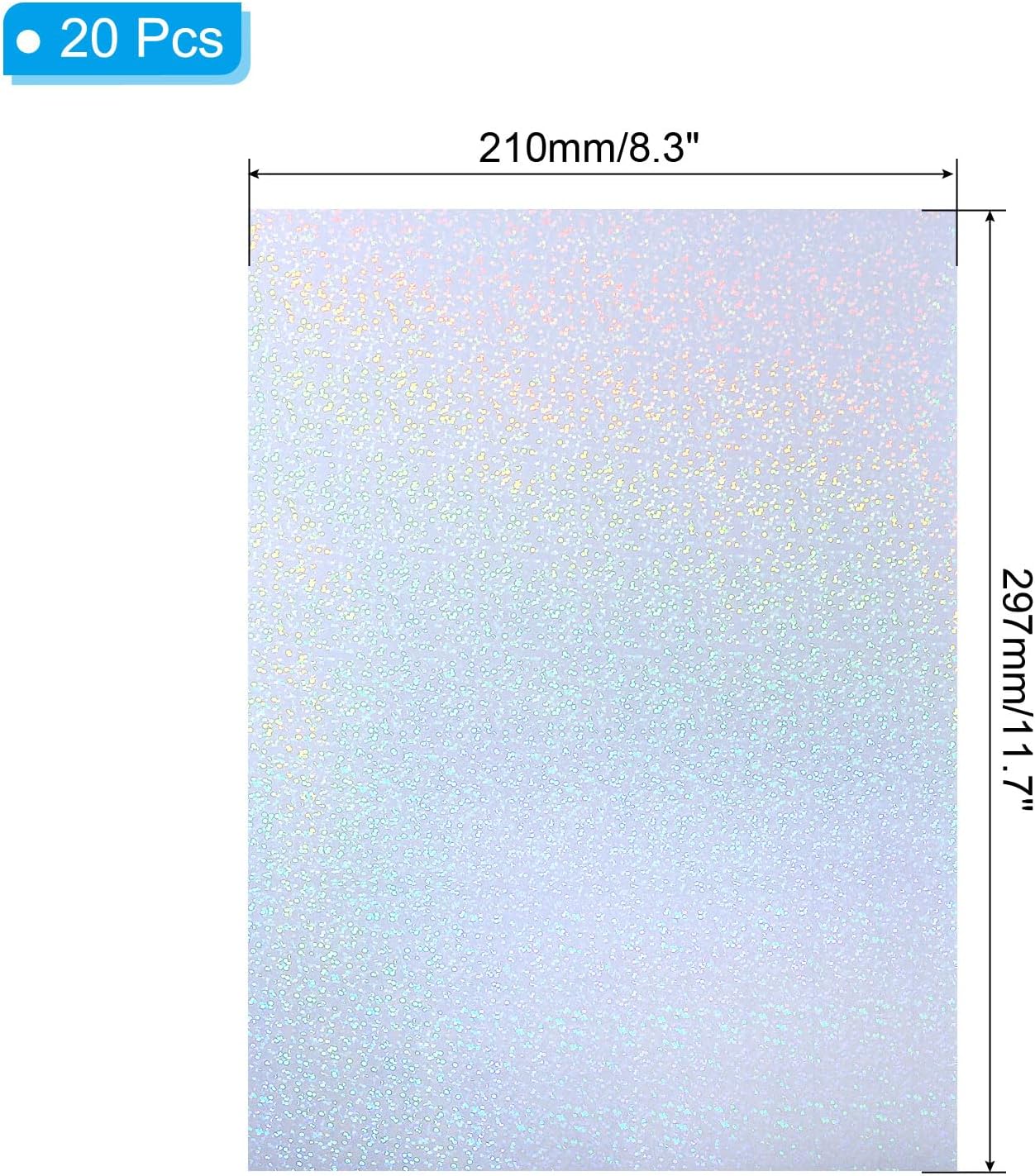 PATIKIL 11.7x8.3" Holographic Sticker Paper, 20Sheets A4 Polypropylene Self-Adhesive Transparent Waterproof Laminate Overlay Film for Photo Cards Scrapbook Decorations, Little Circle