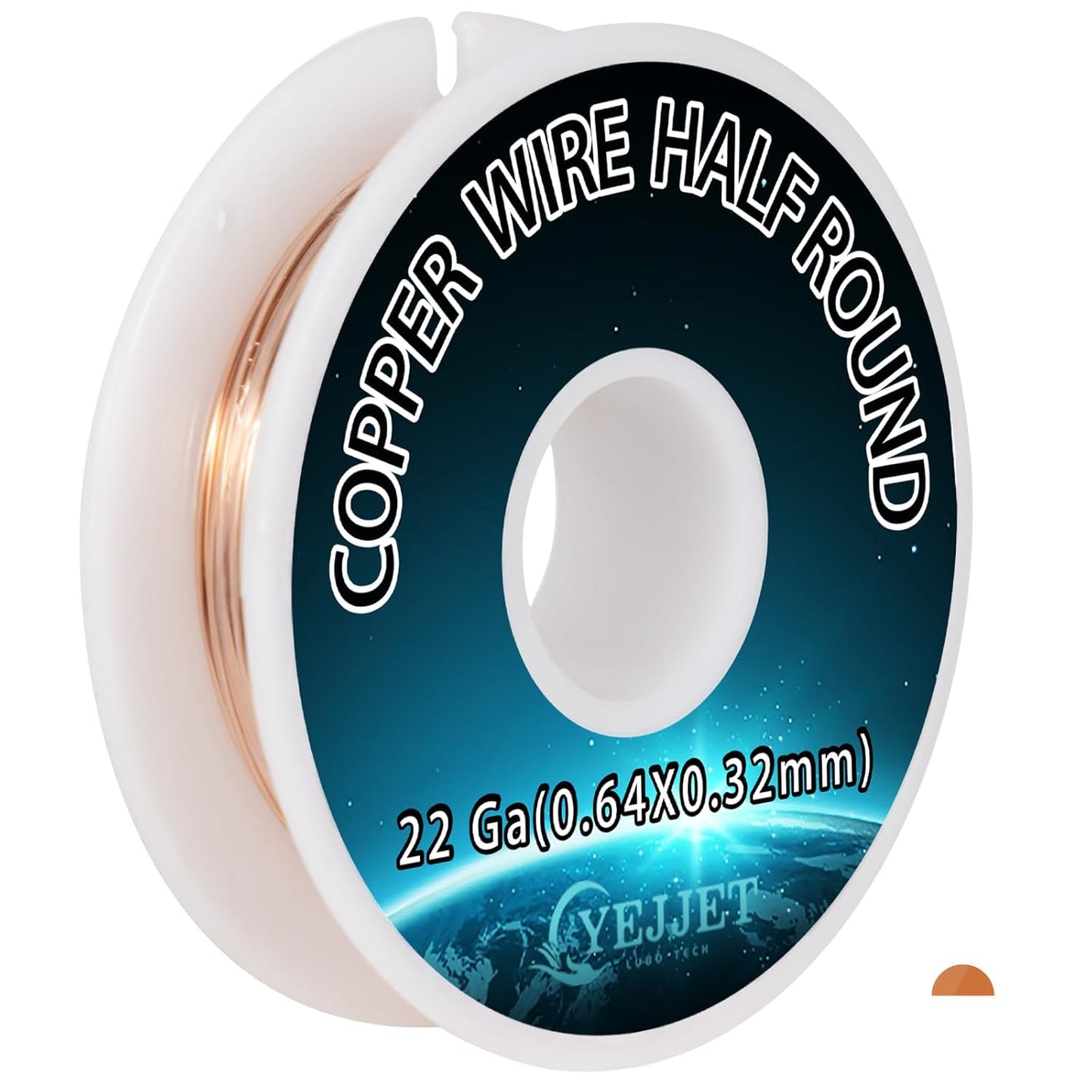22 Gauge Half-Round Copper Wire - 3.0 oz (205 Feet) Non-Tarnish Metal Wire for Crafting & Prototyping