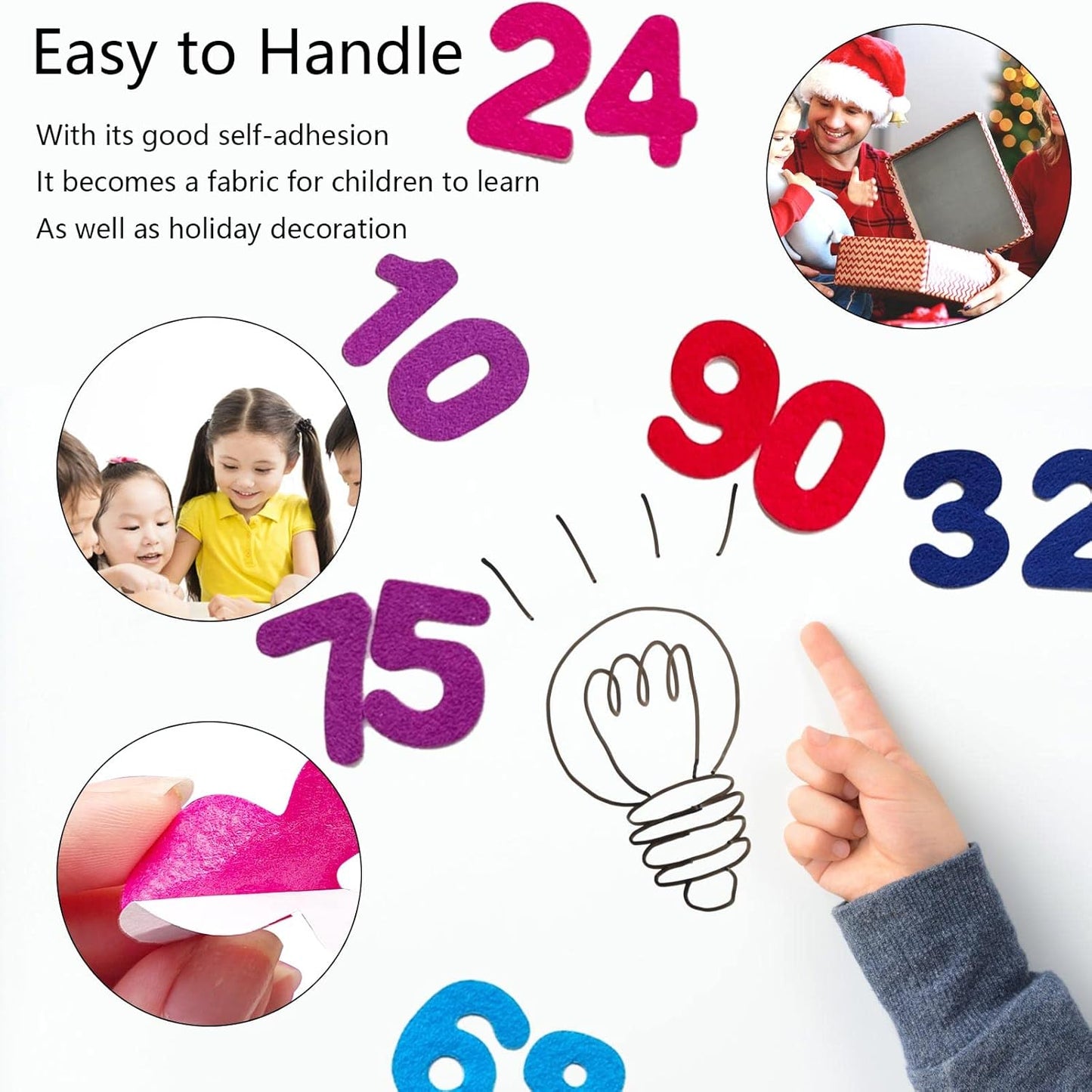 Number Stickers, Felt Stickers for Kids, Felt Numbers for Crafts, Craft Supplies for Scrapbooking 150pcs 1.58" Size
