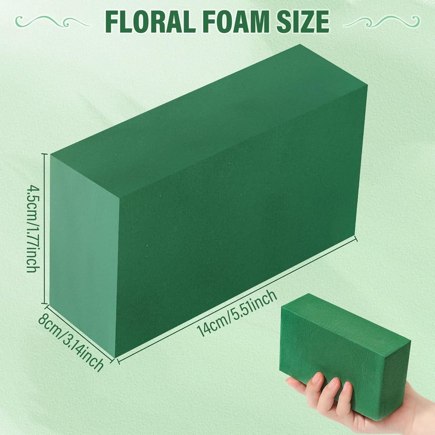 6 Pcs Floral Foam Blocks for Flower Arrangement, Wet and Dry Green Floral Foam for Wedding, Birthdays, Home Decorations (Small Size 5.5” L x 3.1” W x 1.7” H)