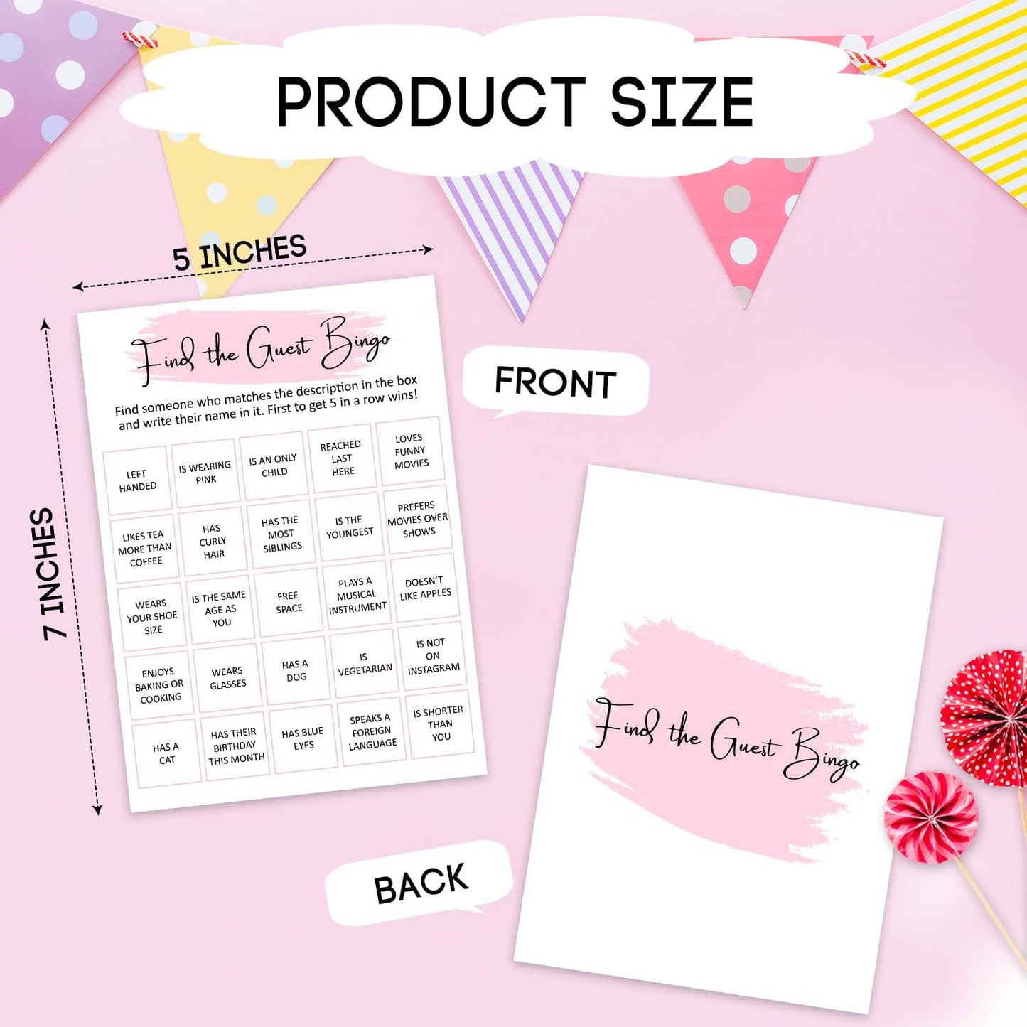 Birthday Party Bingo Game - Find The Guest Bingo, Birthday Party Activity Favor, Set of 20 Games Cards, Birthday Supplies, Activity, Decorations -B05